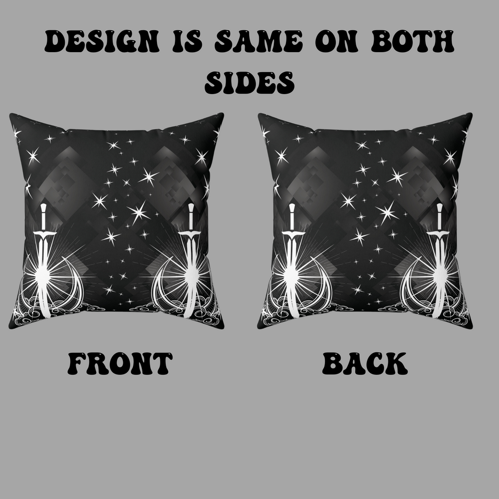 Gothic Moon Sword Celestial Throw Pillow — Dark Witchy Home Decor