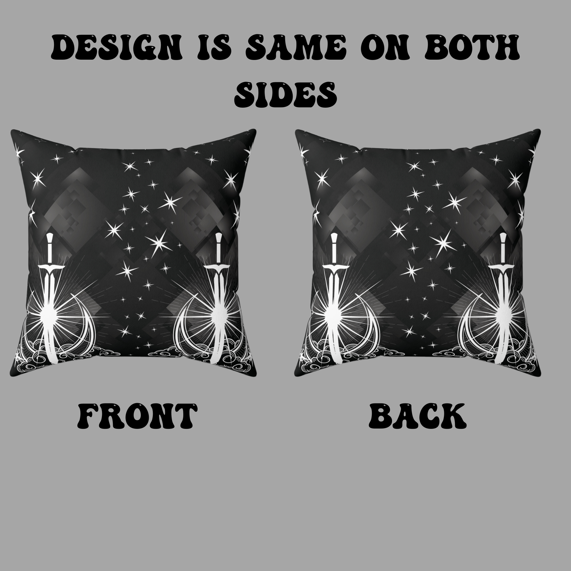 Gothic Moon Sword Celestial Throw Pillow — Dark Witchy Home Decor