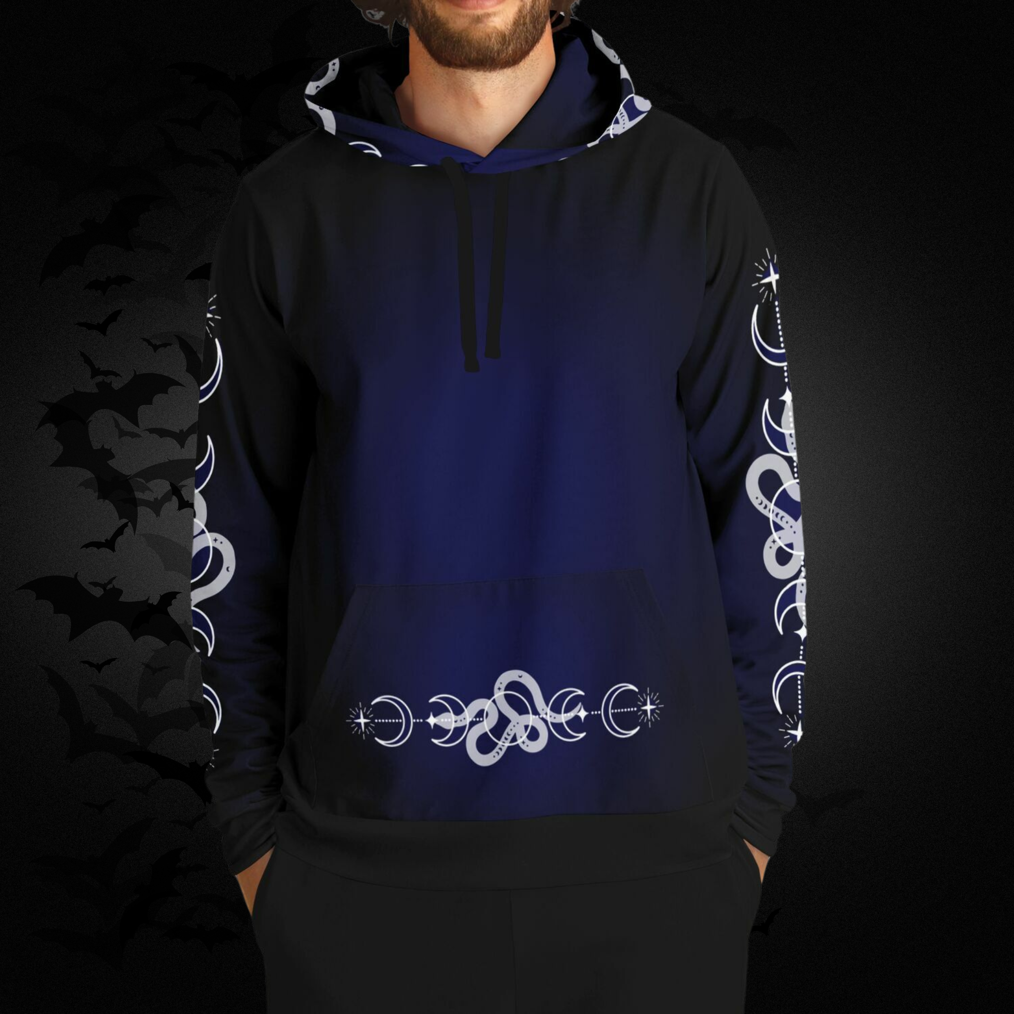 Celestial Serpent All Over Print Hoodie – Midnight Navy