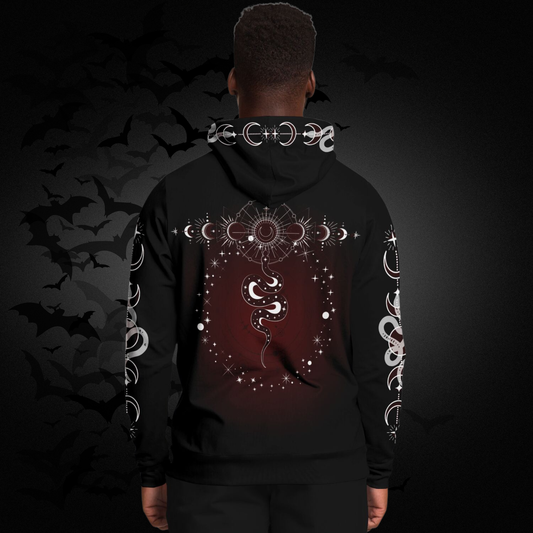 Celestial Serpent All Over Print Hoodie – Crimson