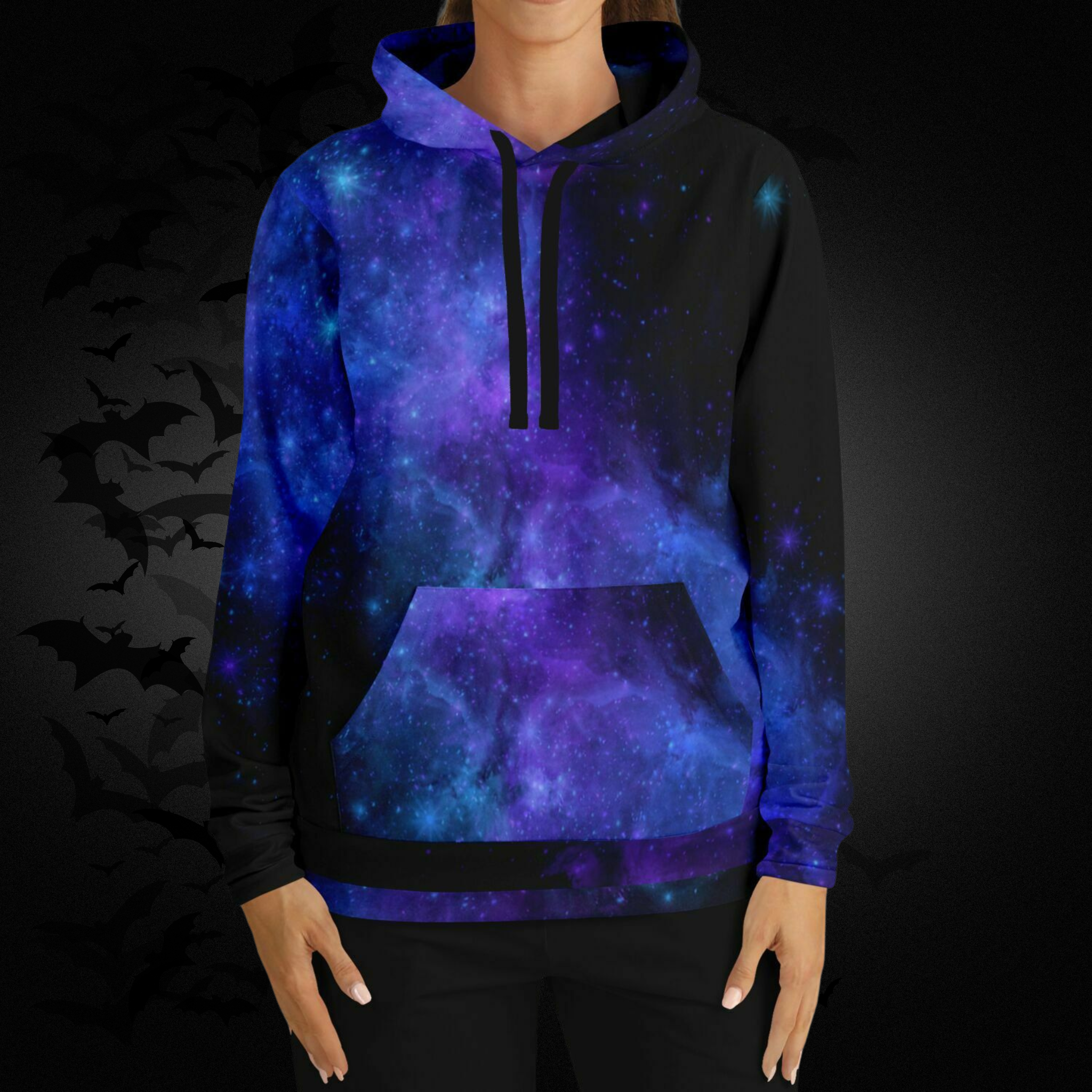 Galaxy Bat Skull All Over Print Hoodie