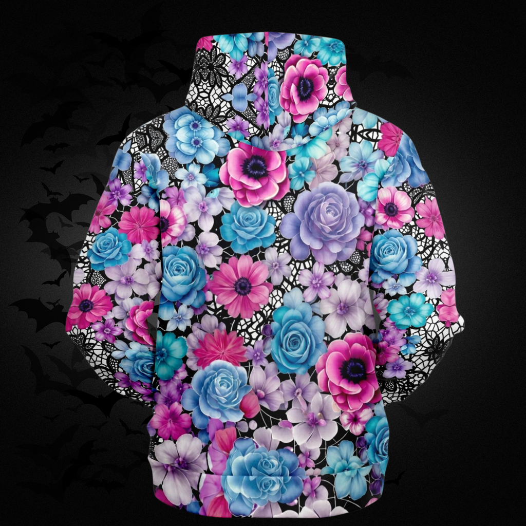 Pastel Goth Floral Skull Hoodie — Gothic Skull Unisex All Over Print