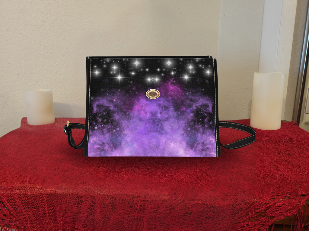 Purple Galaxy Handbag | Cosmic Nebula Waterproof Canvas Crossbody Purse