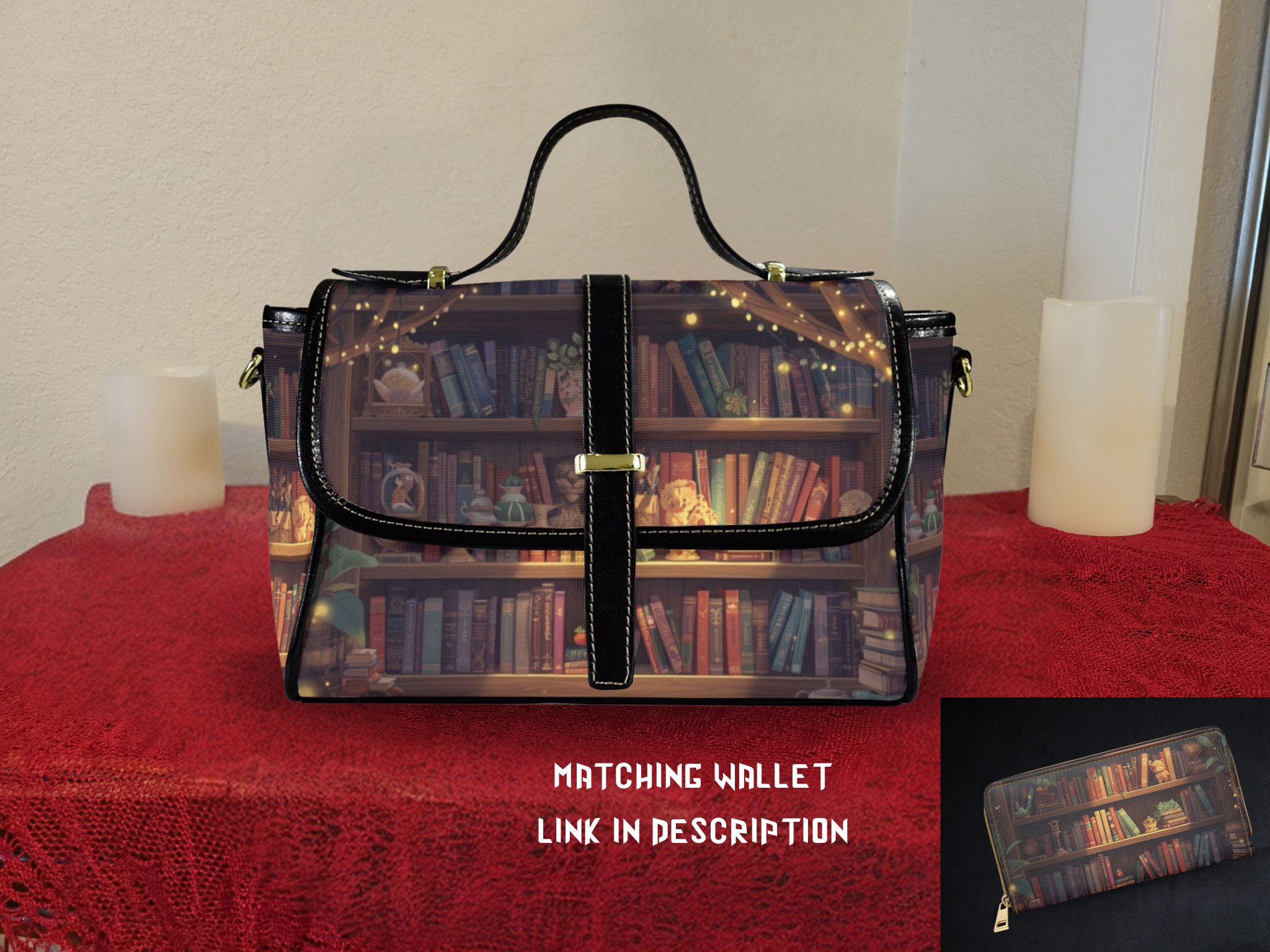 Whimsical Bookcase Crossbody Bag