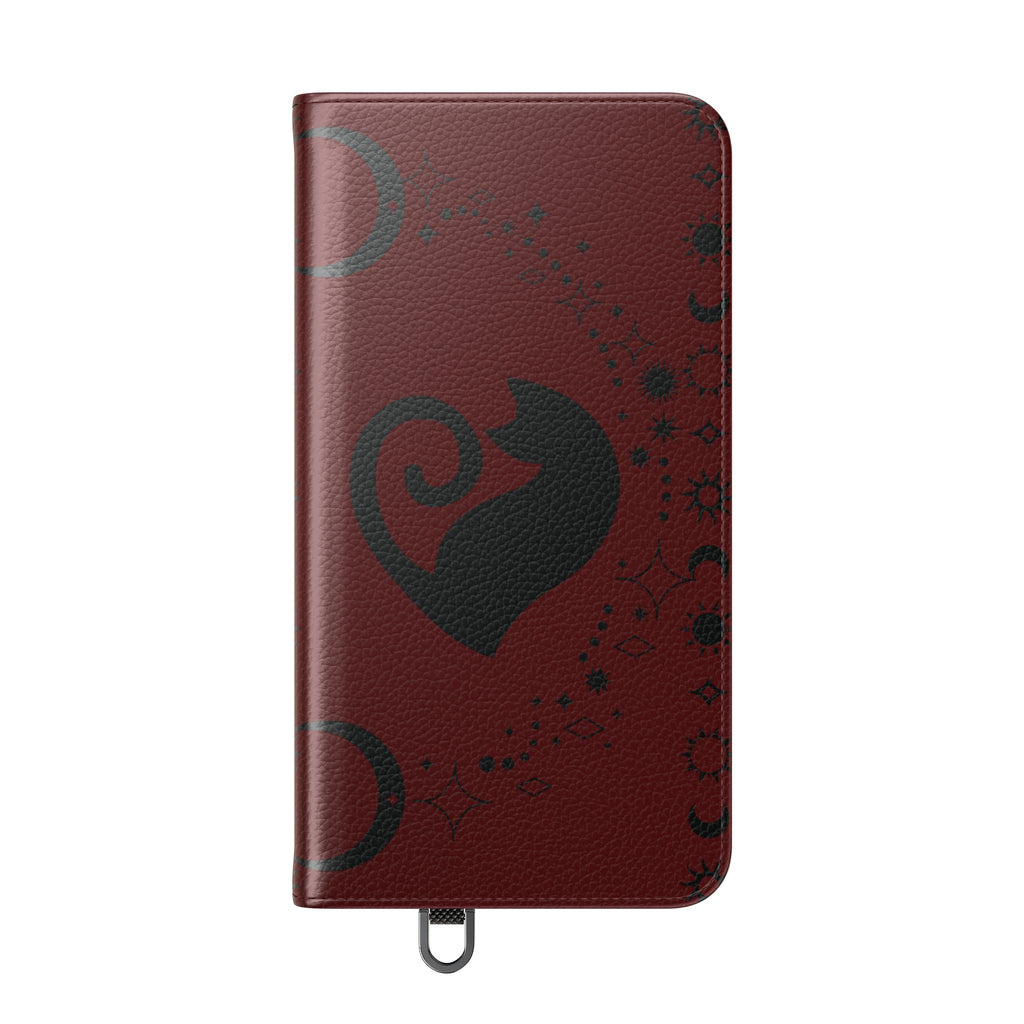 Dark Academia Celestial Black Cat Flip Wallet Case for iPhone and Samsung Galaxy Phones