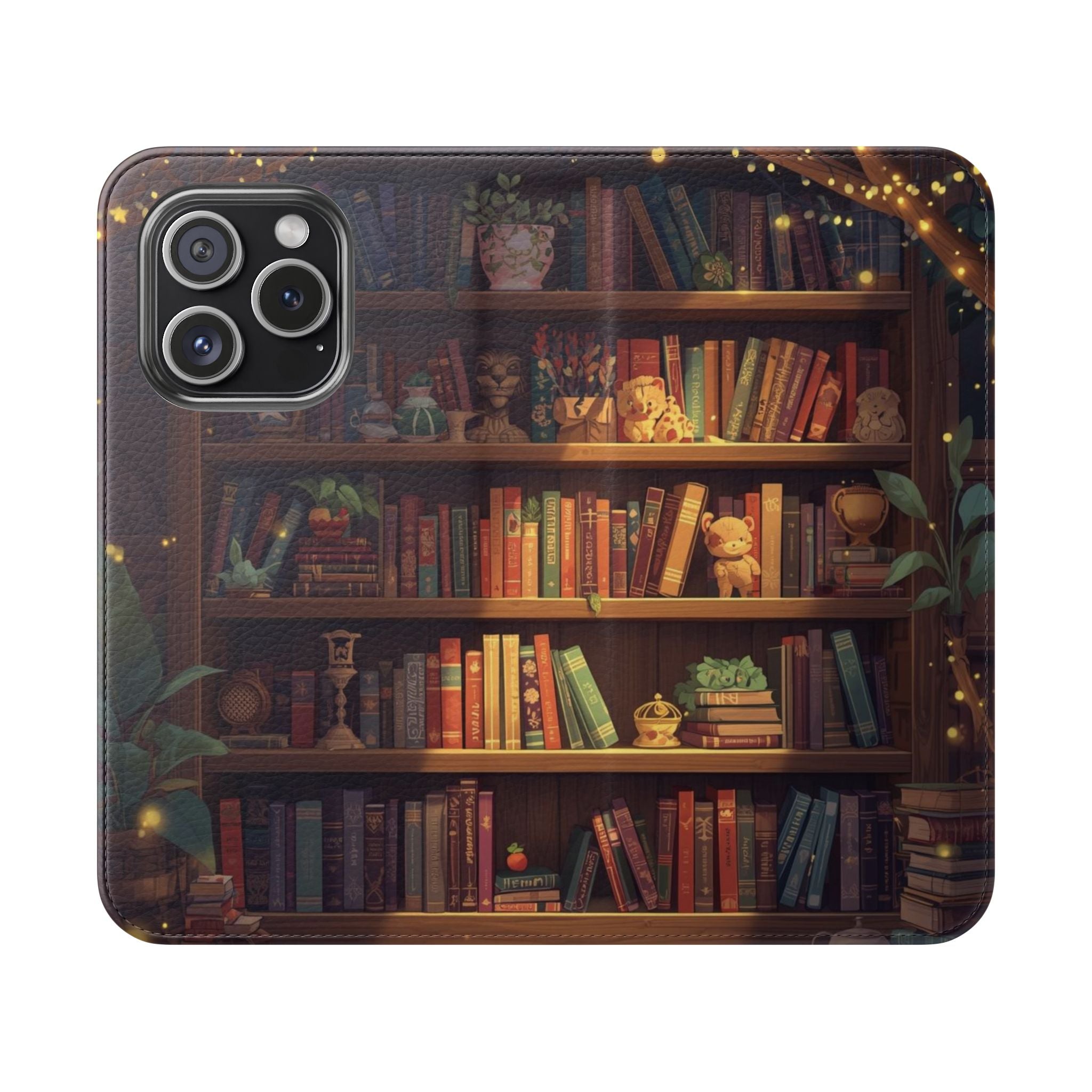 Whimsigoth Bookcase Wallet Flip Case - Romantasy Reader Phone Wallet - Book Pattern Flip Case - Bookish Phone Case