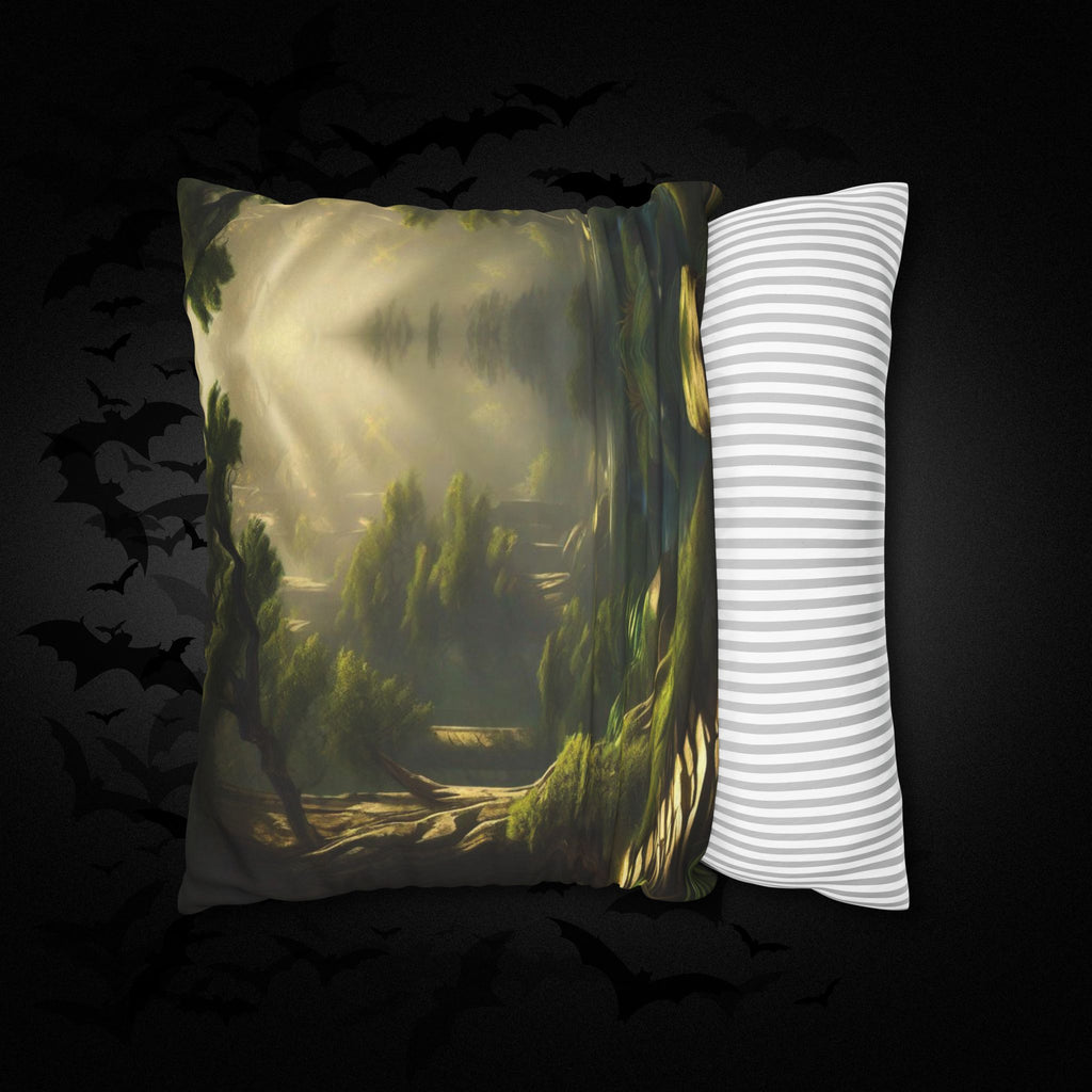 Mystical Forest Throw Pillow — Dark Cottagecore Woodland Home Decor