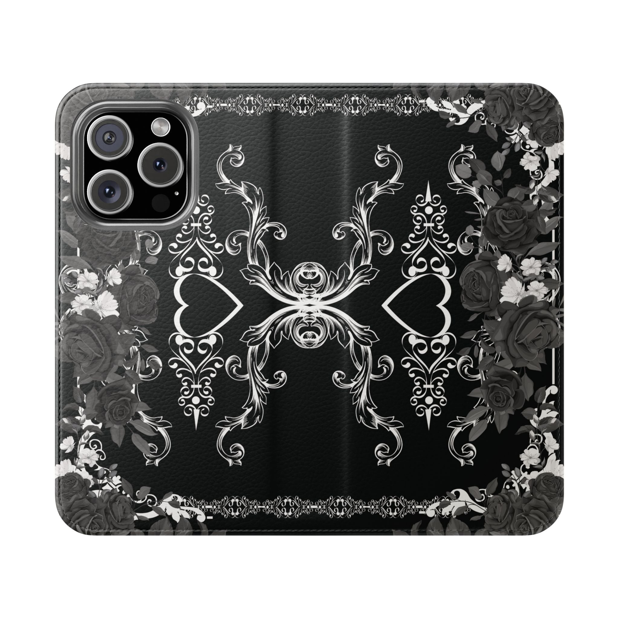 Romantic Goth Wallet Flip Case - Goth Botanical Phone Case