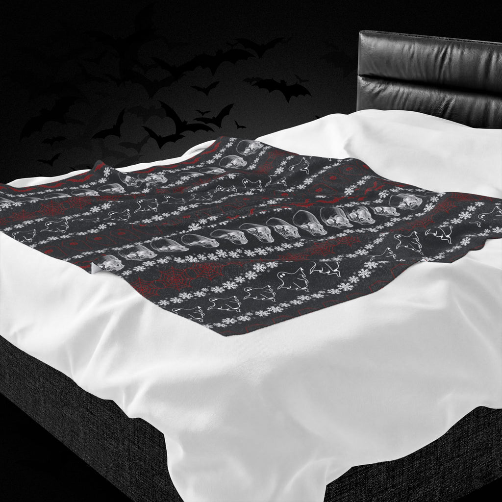 Merry Creepmas Print Throw Blanket — Gothic Holiday Home Decor