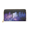 Pastel Goth Galaxy Drip Wallet | Purple Nebula Faux Leather Zipper Clutch