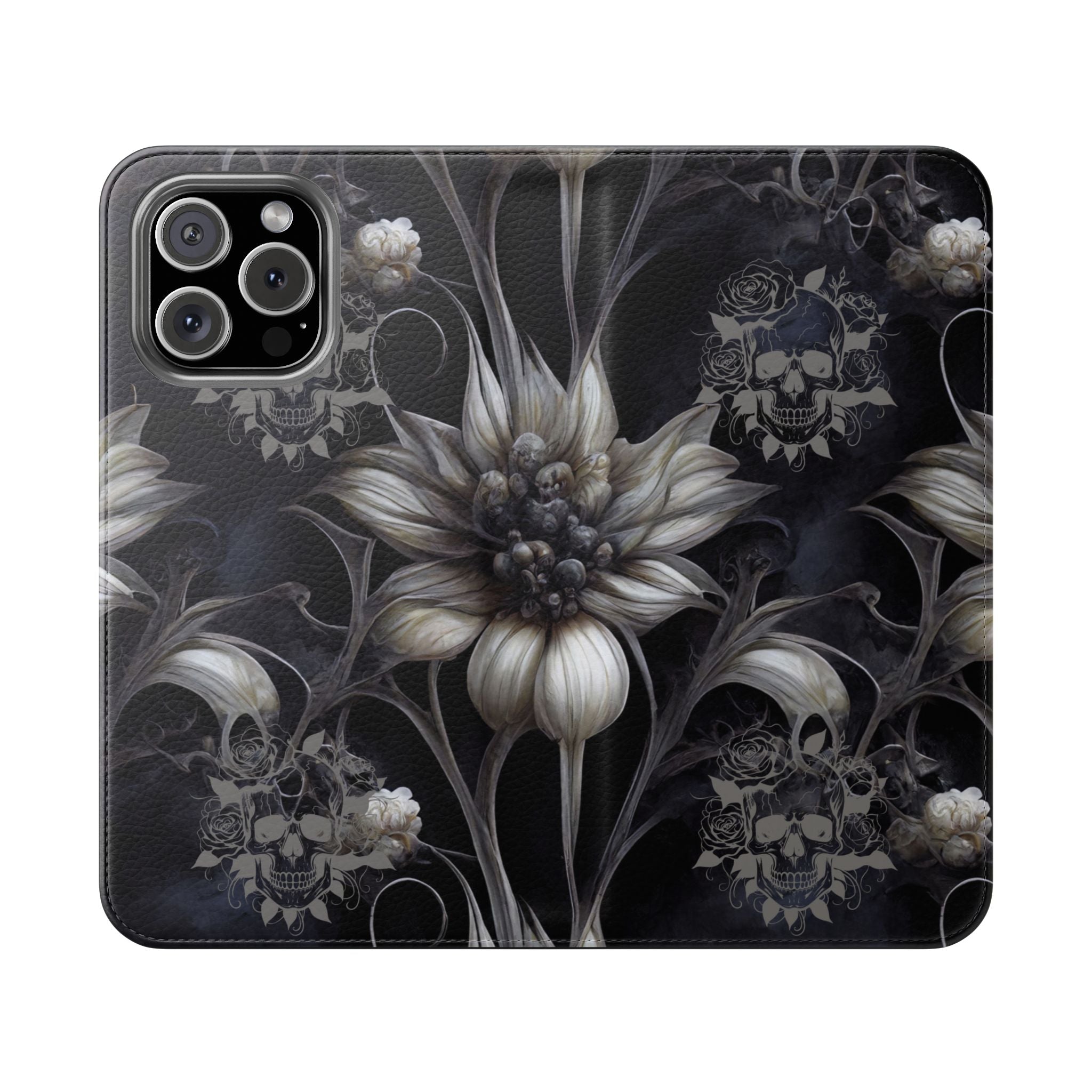 Goth Botanical Flip Wallet Case for iPhone and Samsung Galaxy Phones
