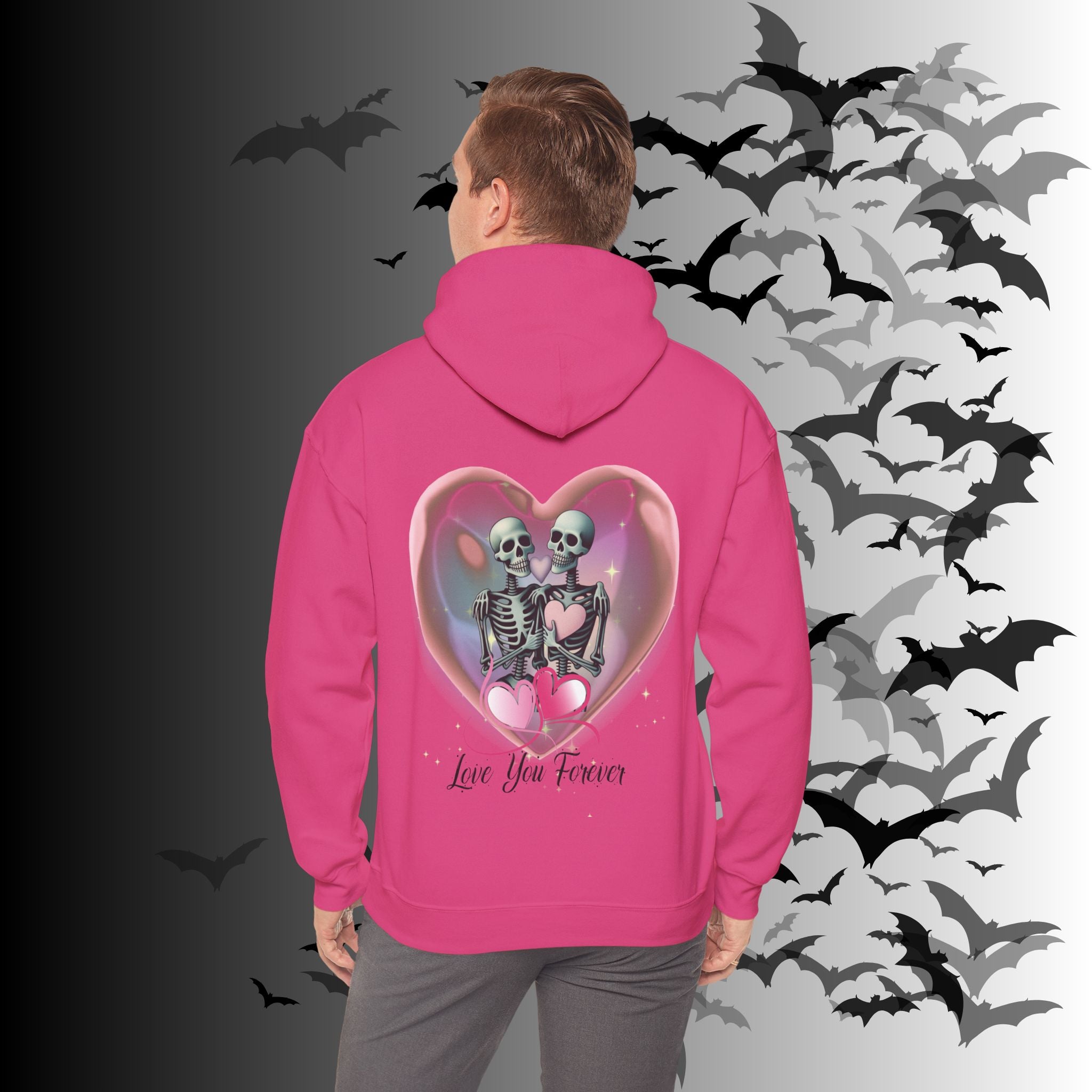 Love You Forever Skeleton Hoodie — Gothic Valentine's Couples Pullover