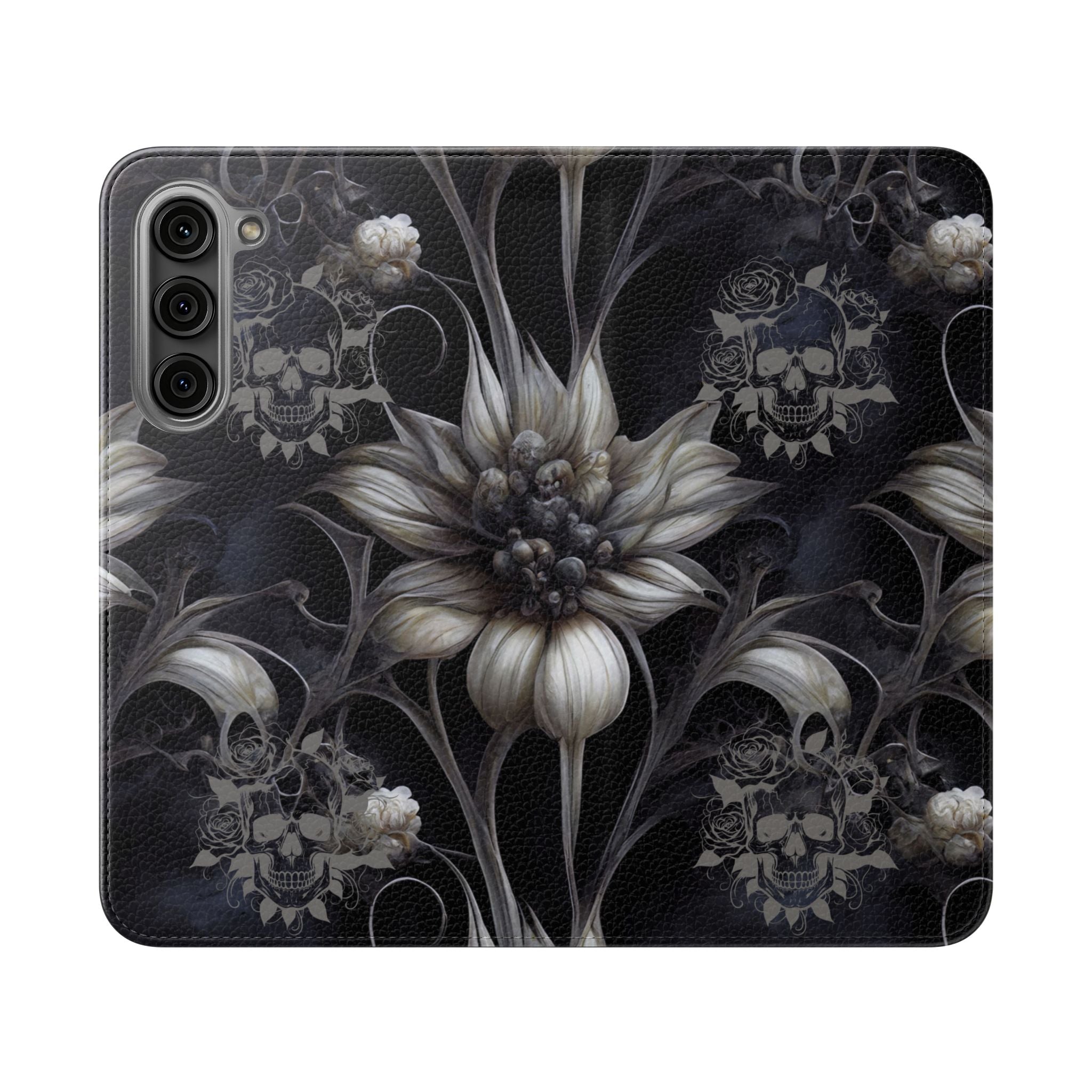 Goth Botanical Flip Wallet Case for iPhone and Samsung Galaxy Phones