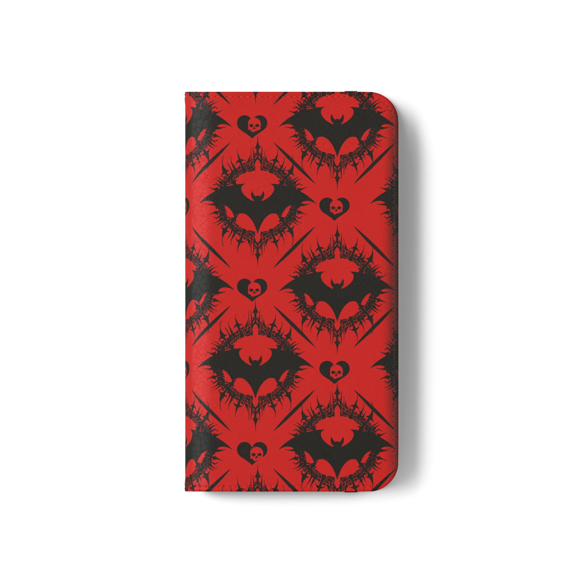 Gothic Bat Wallet Flip Case - Elegant Goth Phone Wallet - Bat Pattern Flip Case - Gothic Phone Case - Stylish Wallet Phone Case