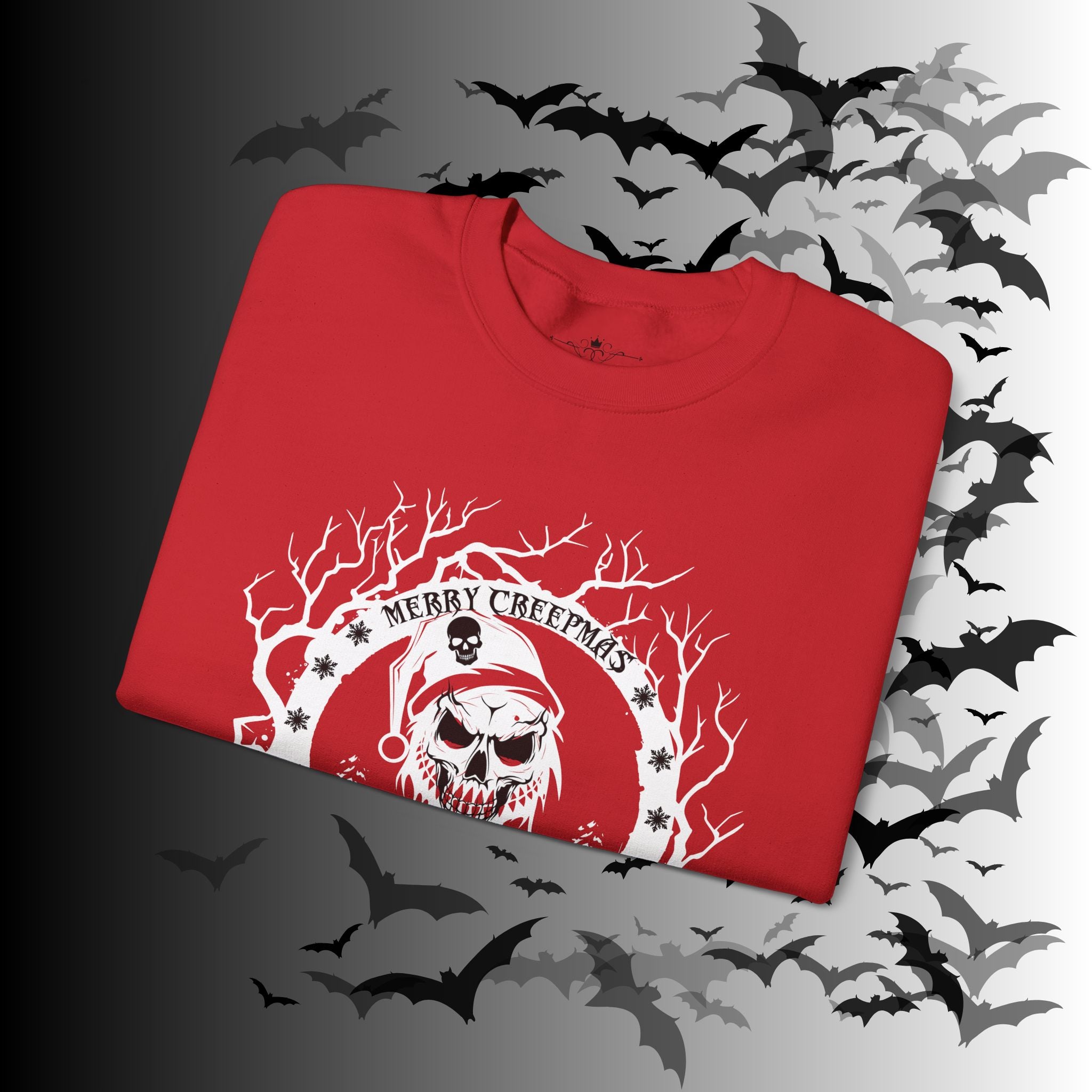 Merry Creepmas Crewneck Sweatshirt — Gothic Christmas Skull Santa