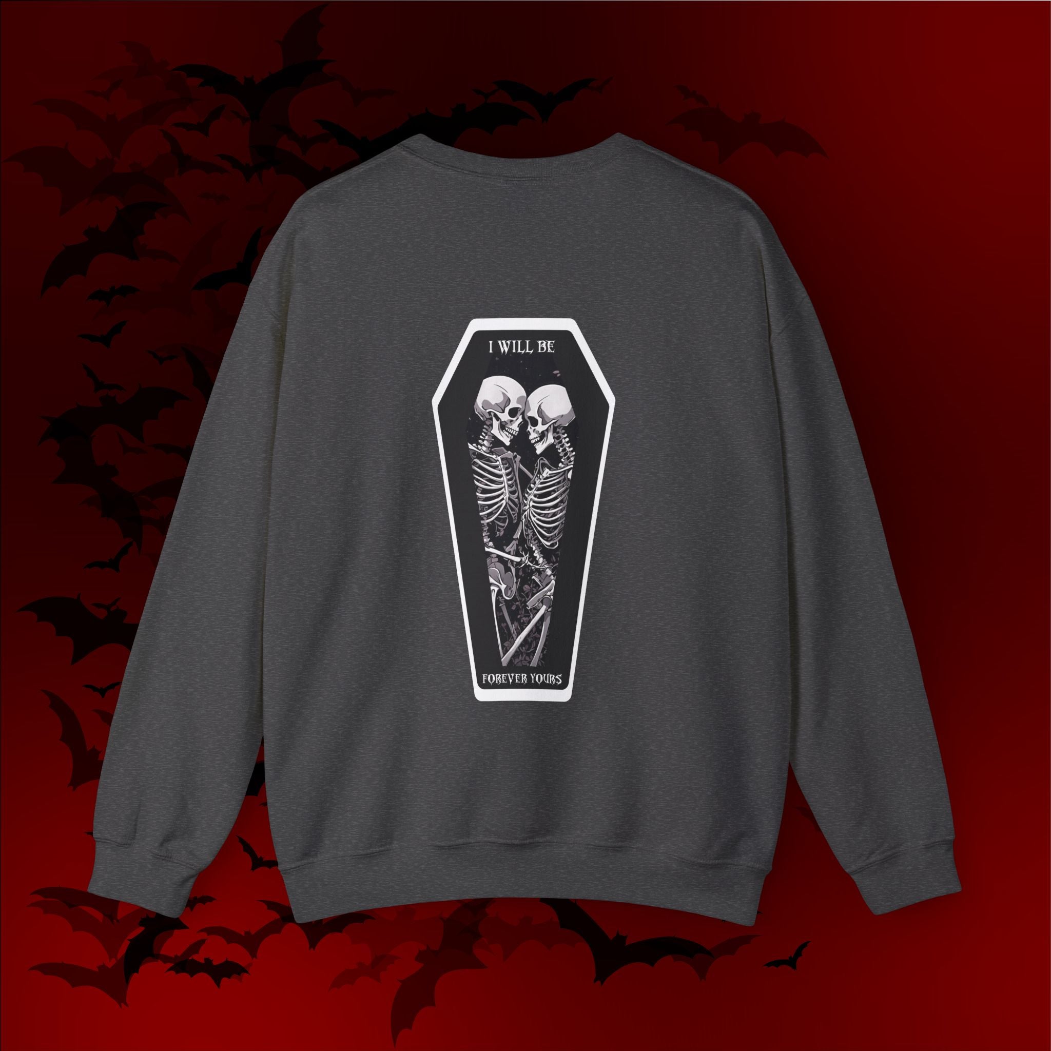 Gothic Valloween Skeleton Love Crewneck Sweatshirt — Dark Romance Couples Valentine's Day