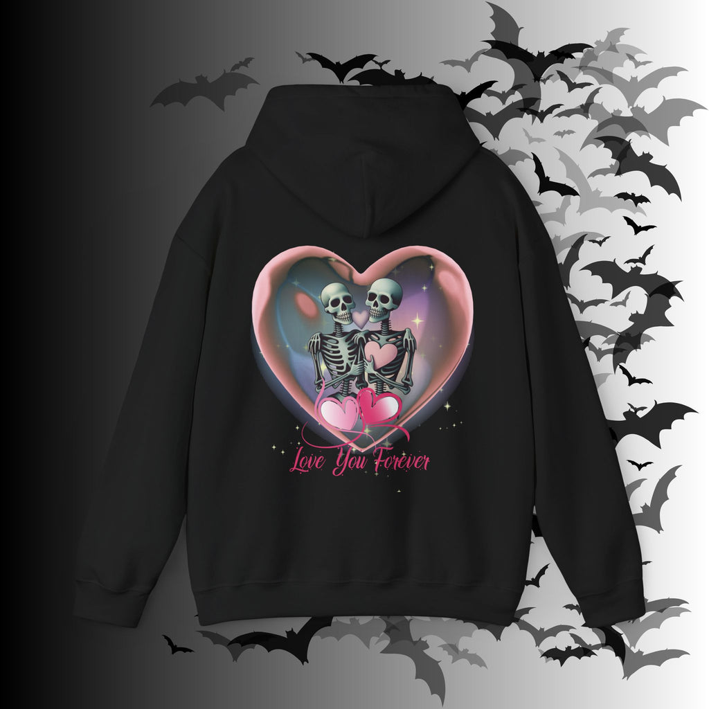 Love You Forever Skeleton Hoodie — Gothic Valentine's Couples Pullover