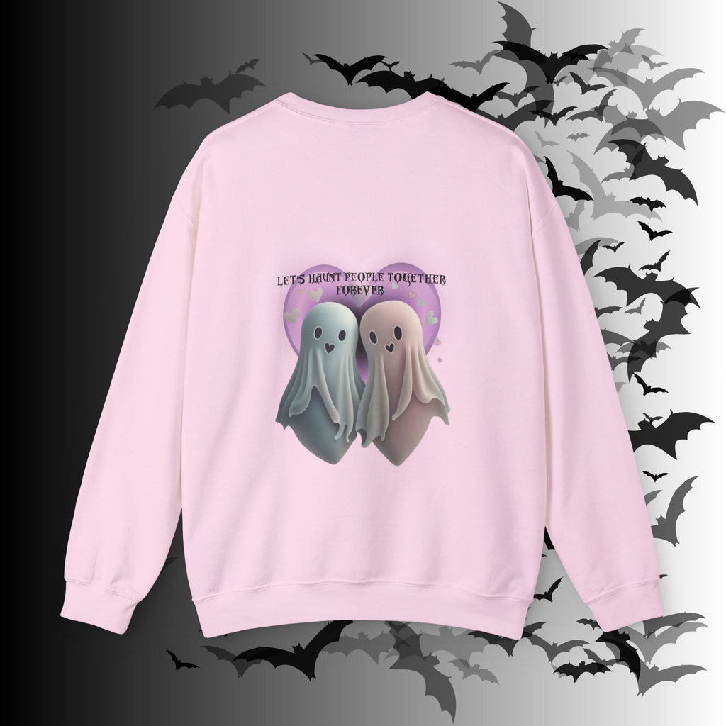 Let's Haunt People Together Forever Crewneck Sweatshirt — Gothic Valentine's Couples Ghost