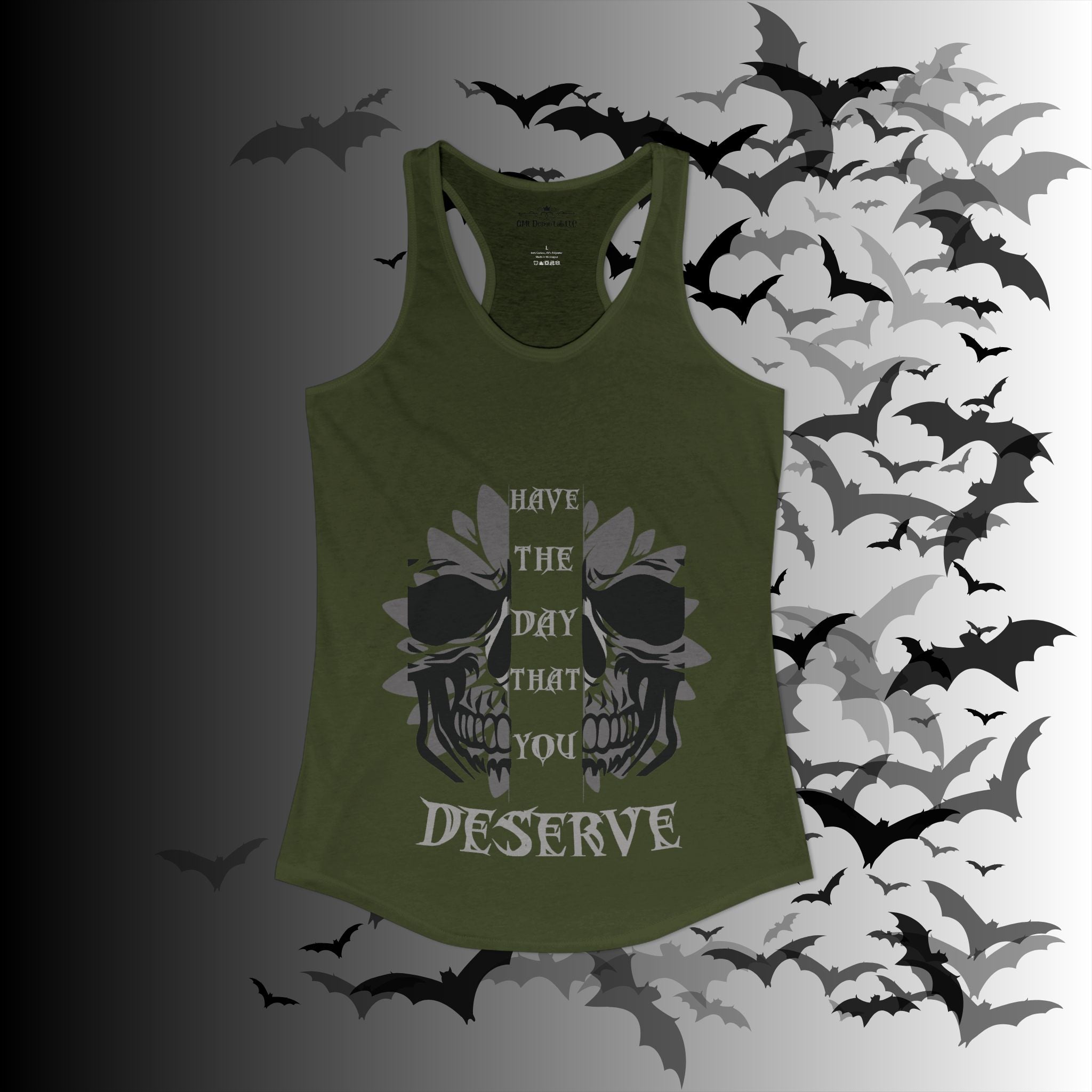 "Have the Day You Deserve" Gothic Skull Floral Tank Top