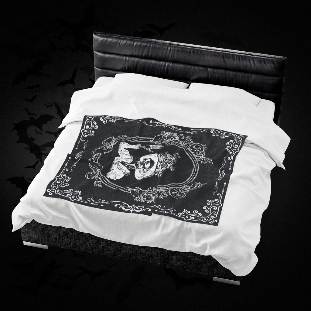 Victorian Skeleton Throw Blanket — Gothic Dark Academia Home Decor