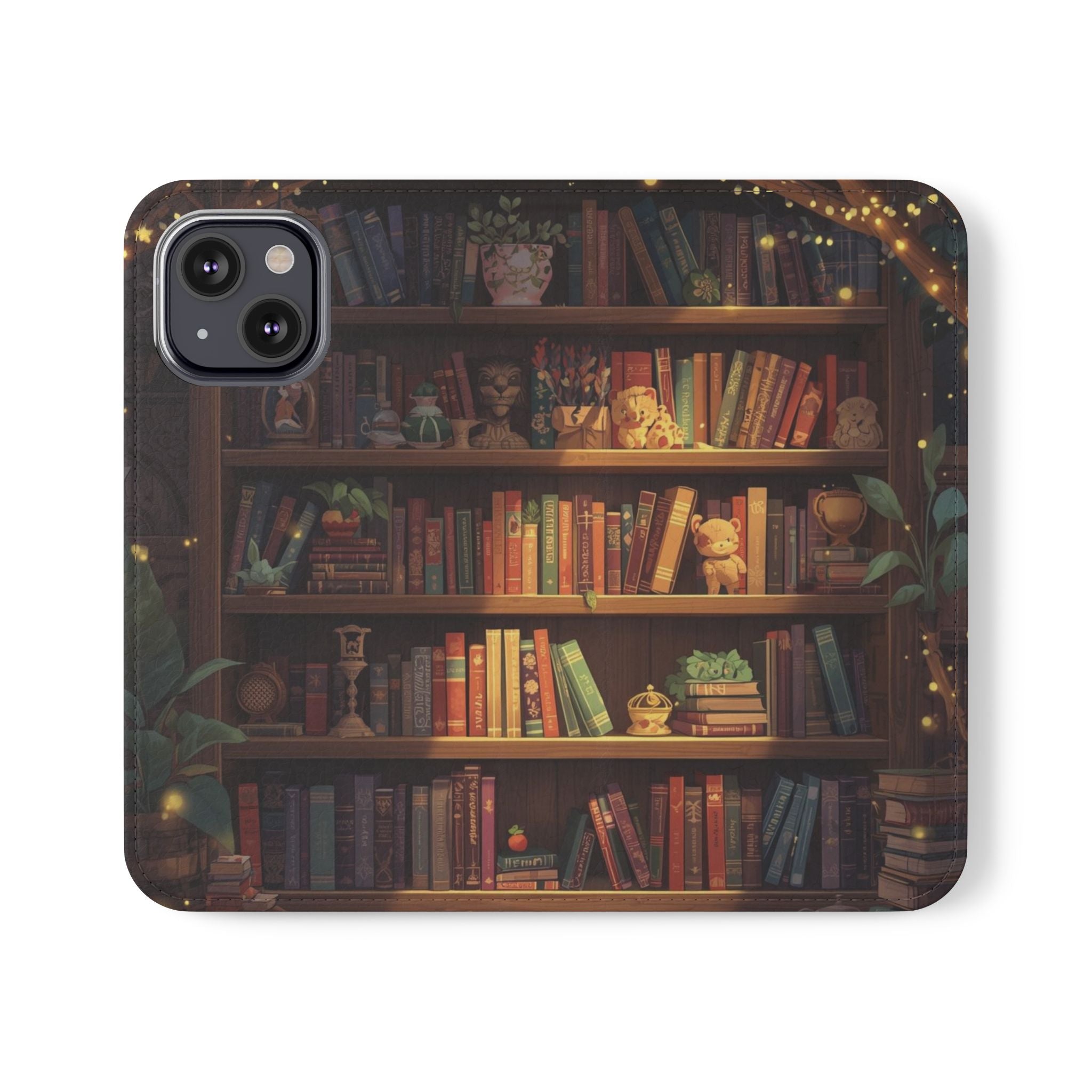 Whimsigoth Bookcase Wallet Flip Case - Romantasy Reader Phone Wallet - Book Pattern Flip Case - Bookish Phone Case