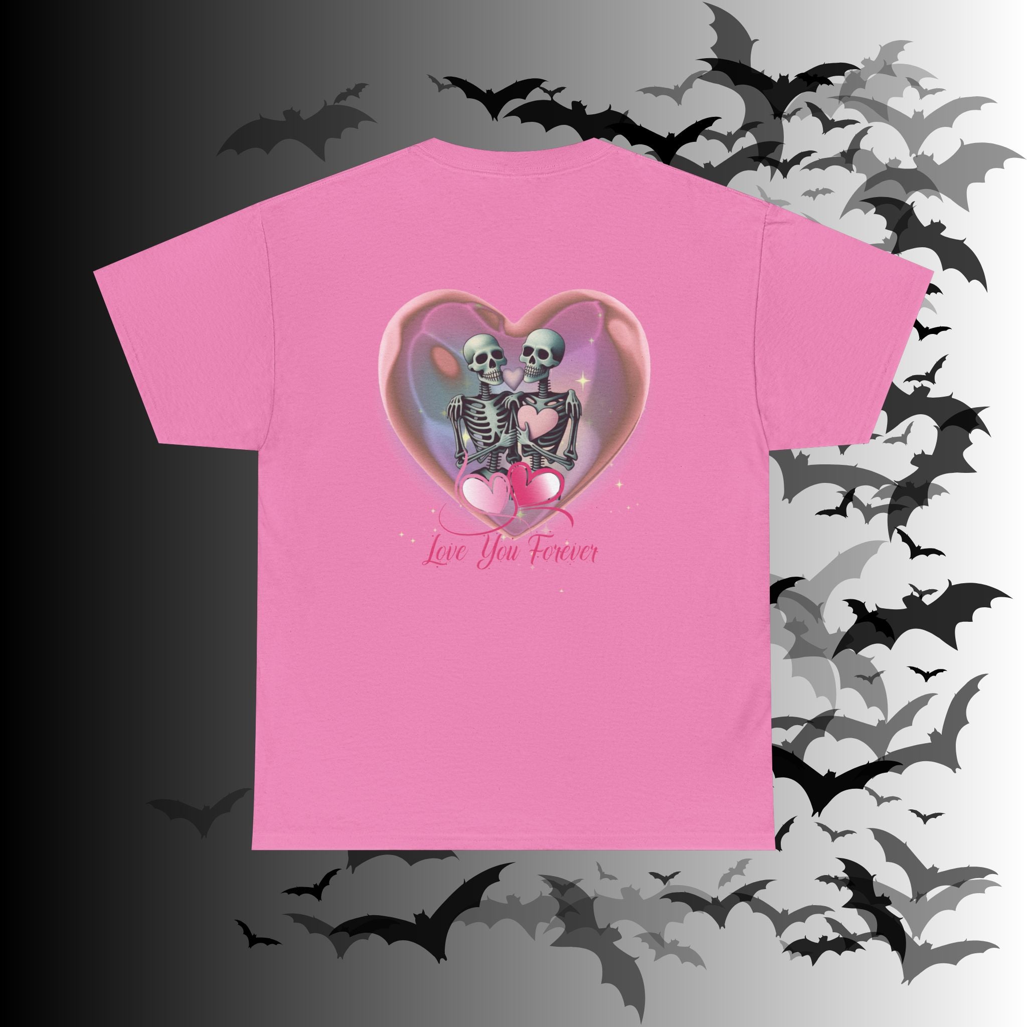 "Love You Forever" Gothic Skeleton Couples T-Shirt — Goth Valentine's Day Matching Tee