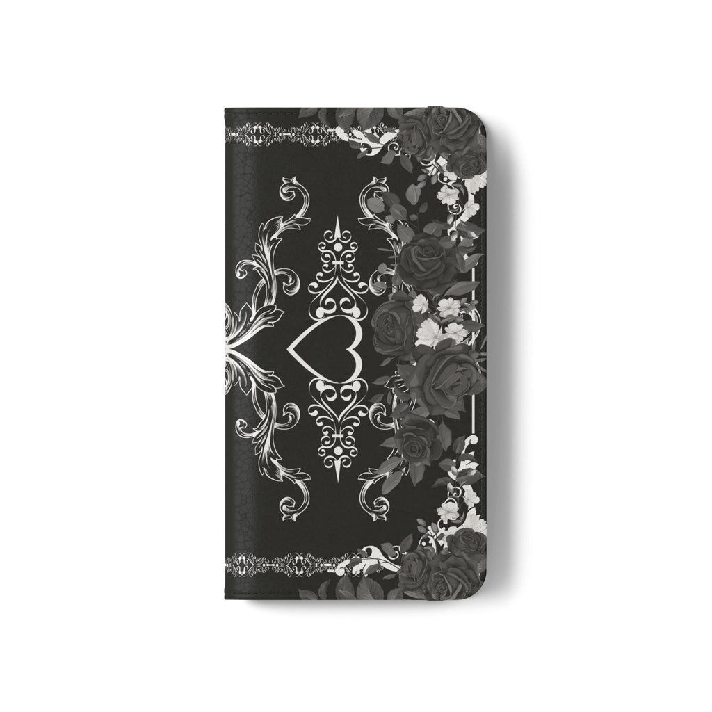 Romantic Goth Wallet Flip Case - Goth Botanical Phone Case