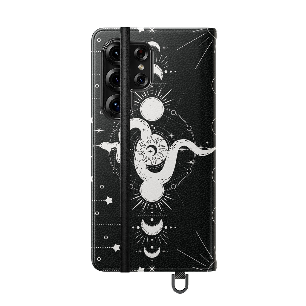 Gothic Style Celestial Snake Moon Phases Wallet Flip PhoneCase - Celestial Style Phone Case for iPhone and Samsung - Moon Phases Wallet Case