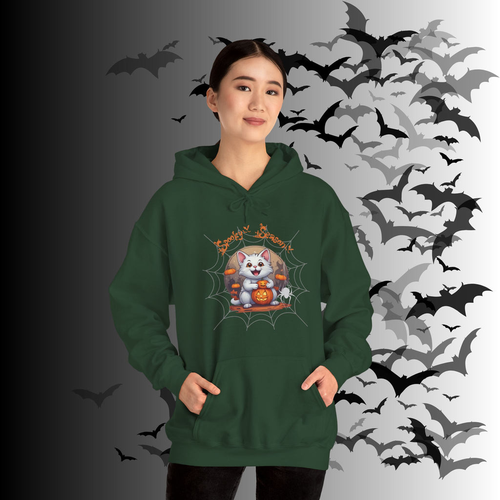 Spooky Season Cat Hoodie — Kawaii Halloween Pumpkin Pullover