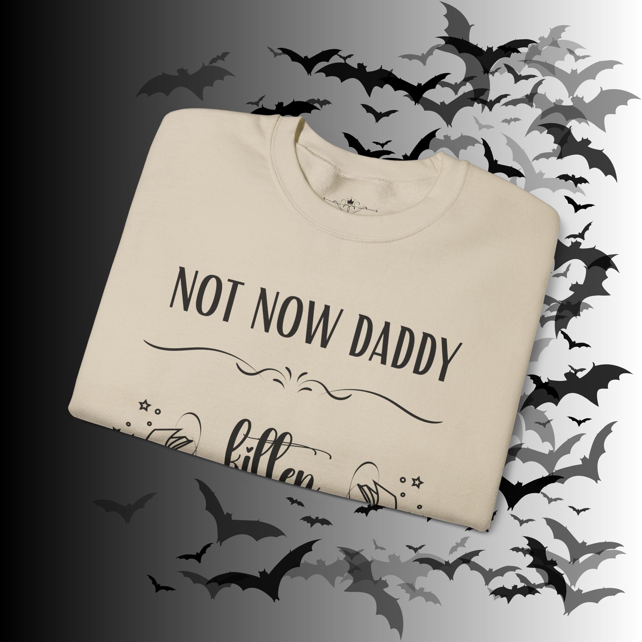 Not Now Daddy Kitten Is Reading Crewneck Sweatshirt — Funny Book Lover