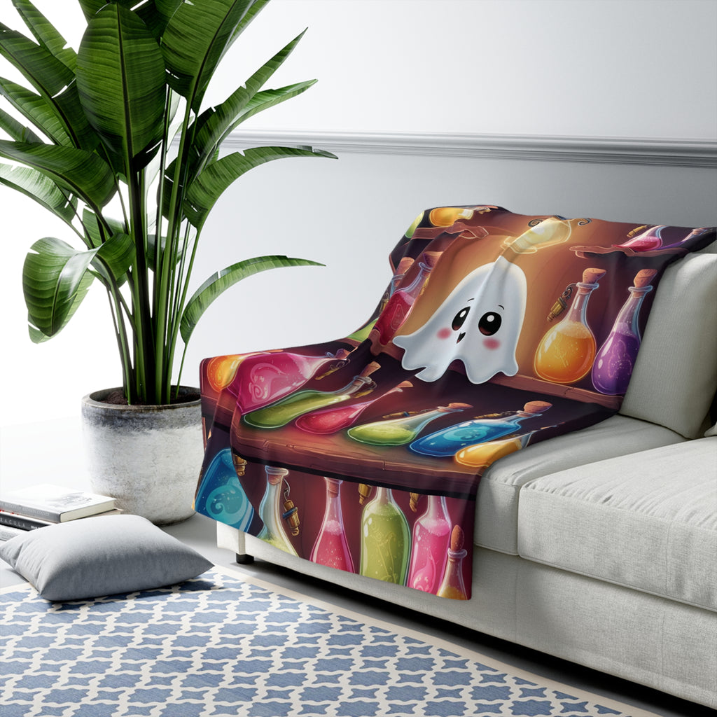 Apothecary Ghost Potion Shelf Throw Blanket — Whimsigoth Home Decor