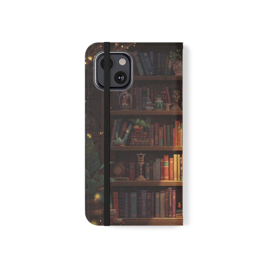 Whimsigoth Bookcase Wallet Flip Case - Romantasy Reader Phone Wallet - Book Pattern Flip Case - Bookish Phone Case
