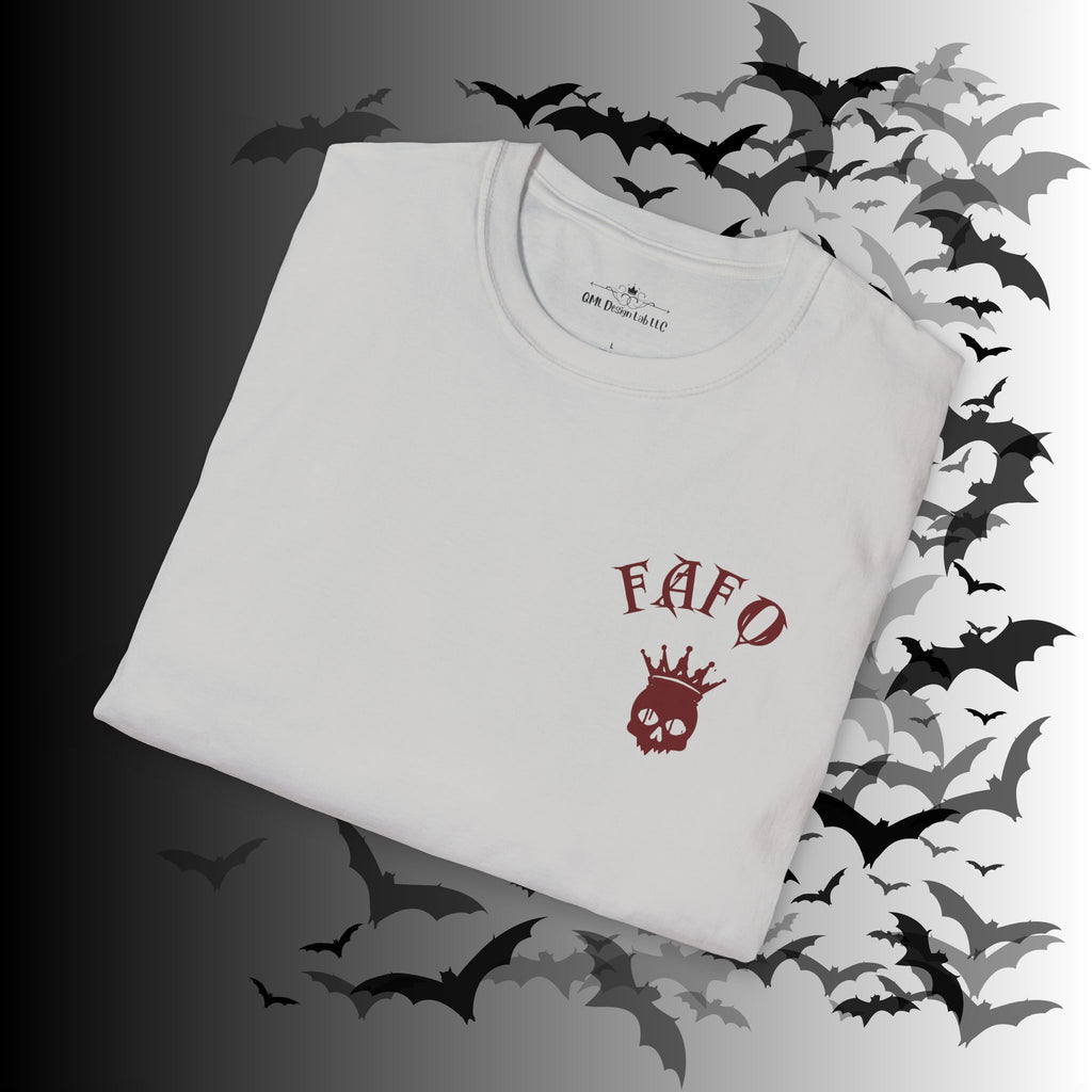 "FAFO" I Identify As A Threat T-Shirt — Gothic Humor Front & Back Print