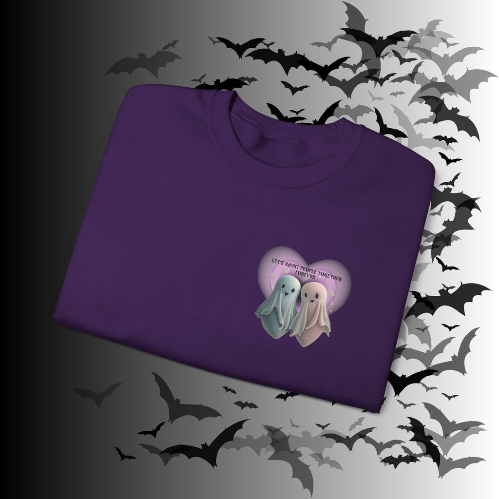 Let's Haunt People Together Forever Crewneck Sweatshirt — Gothic Valentine's Couples Ghost