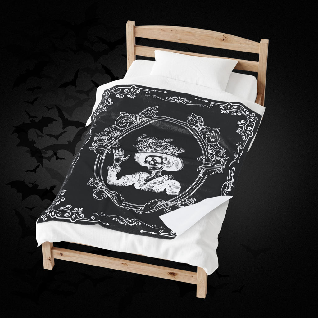 Victorian Skeleton Throw Blanket — Gothic Dark Academia Home Decor