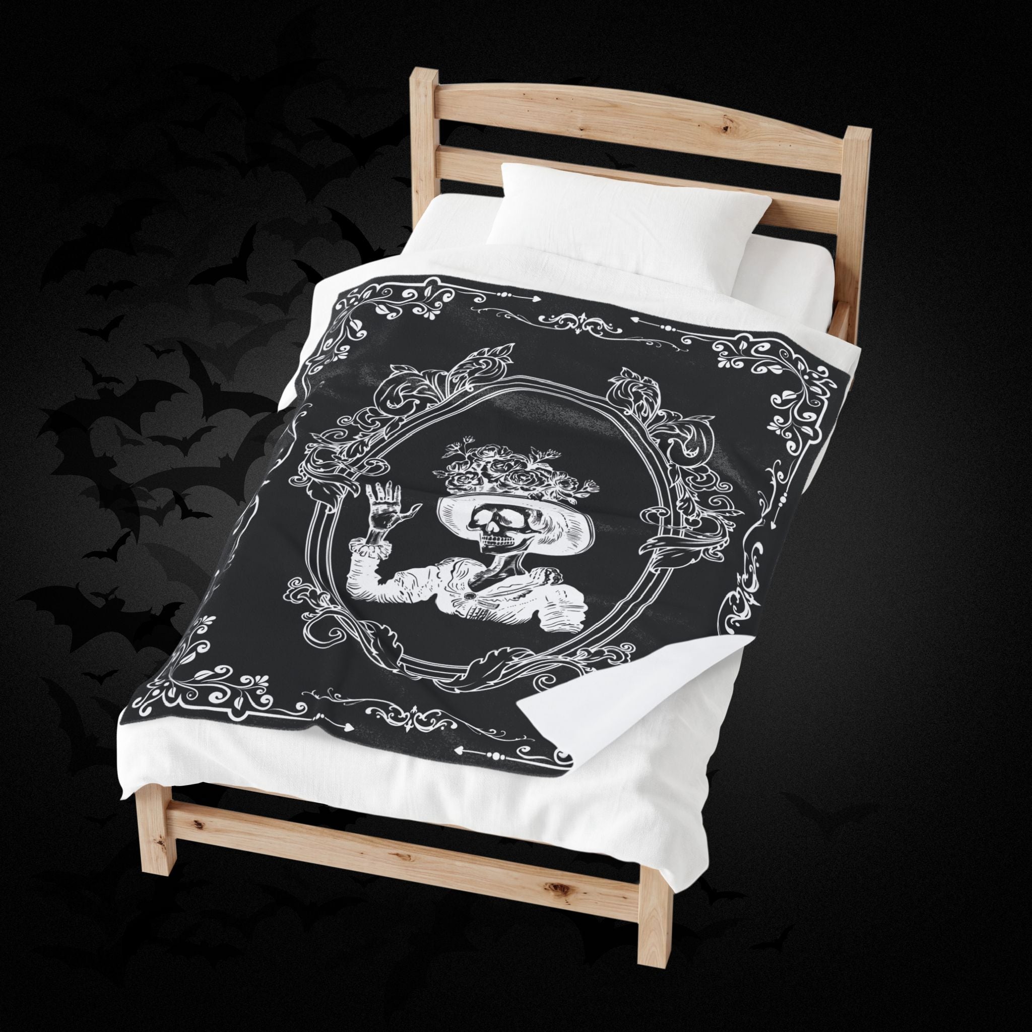 Victorian Skeleton Throw Blanket — Gothic Dark Academia Home Decor