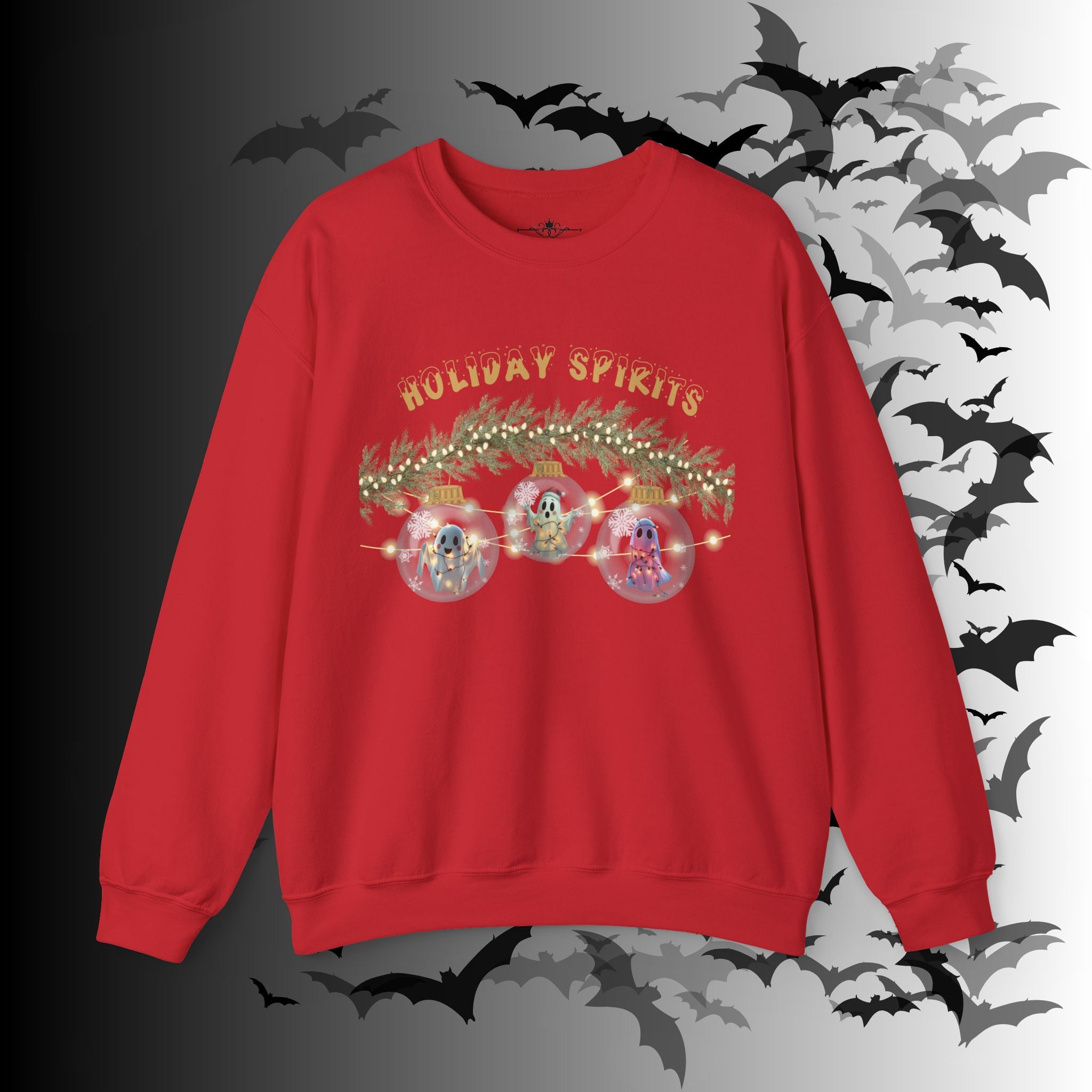 Holiday Spirits Crewneck Sweatshirt — Ghost Christmas Ornament Gothmas