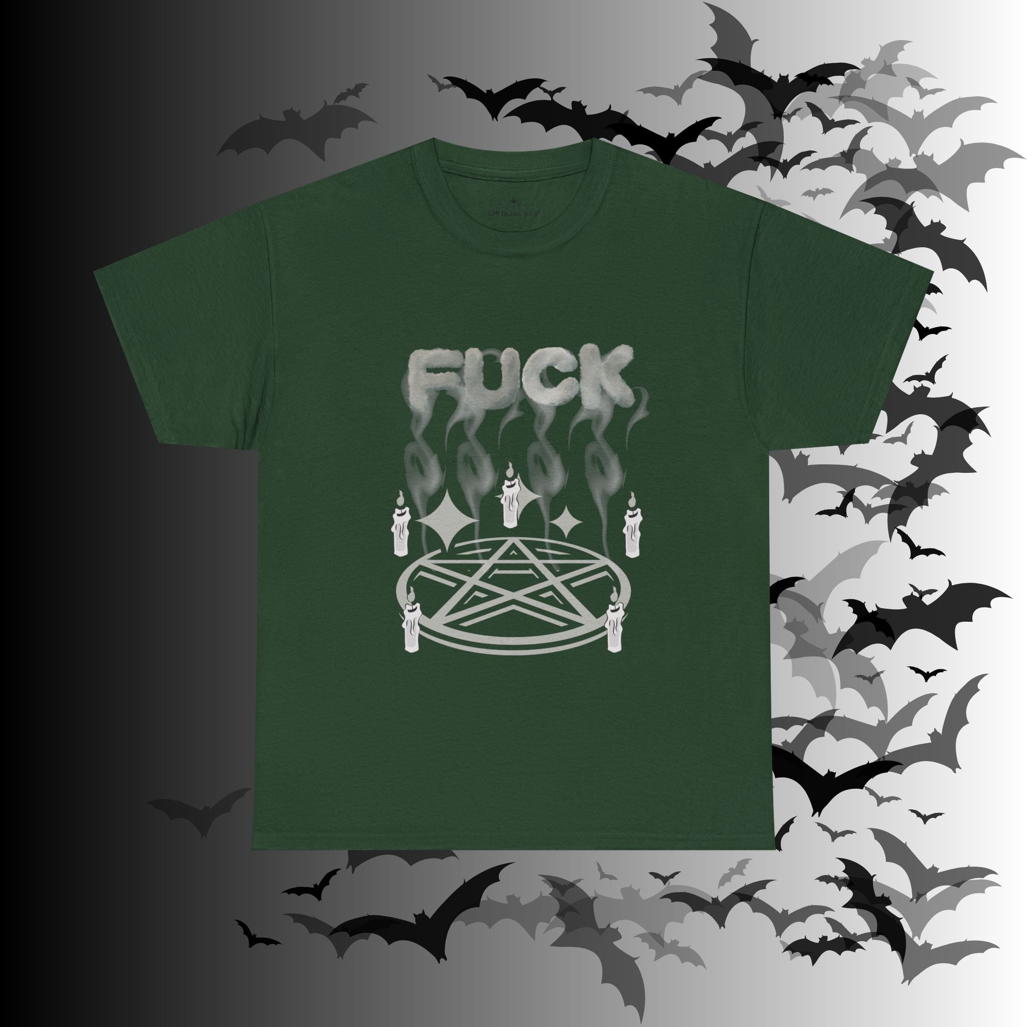 "FUCK" Pentagram Candle Ritual T-Shirt — Goth Humor Occult Tee