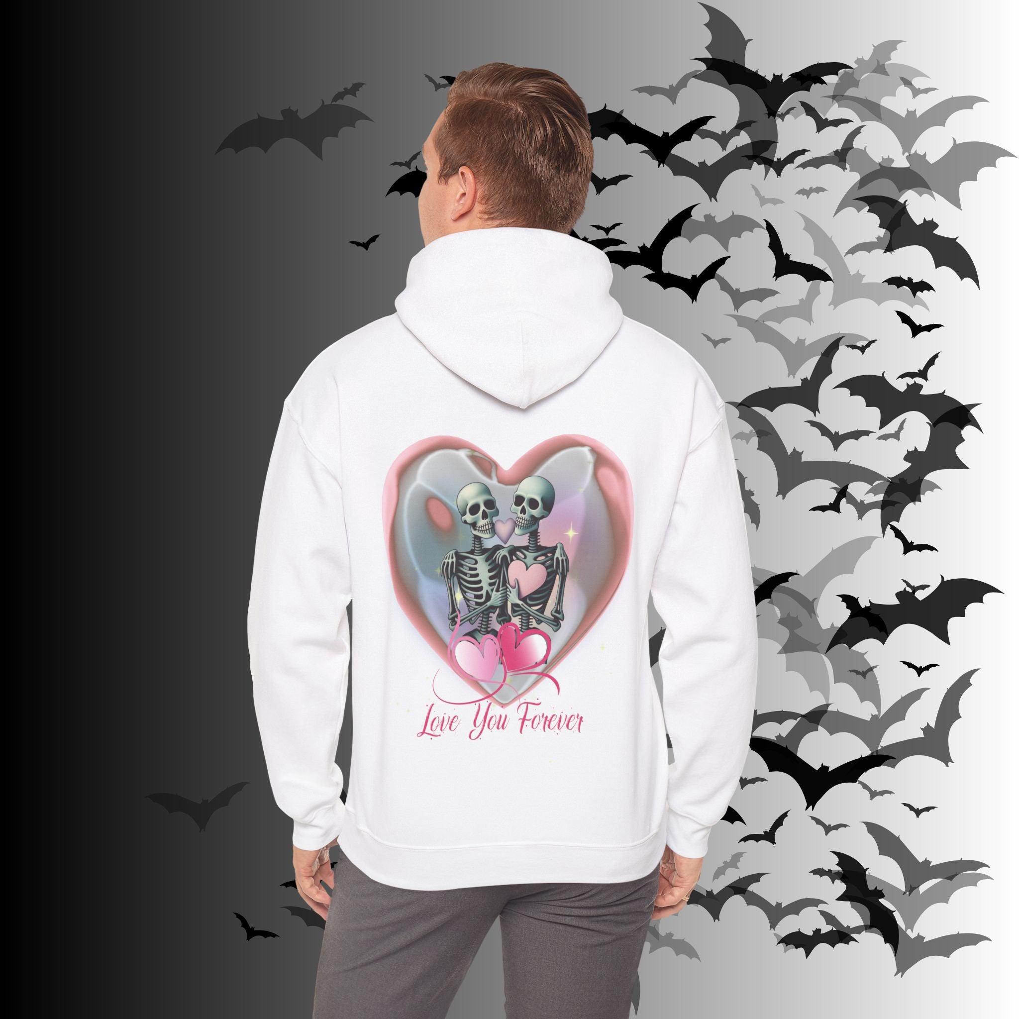 Love You Forever Skeleton Hoodie — Gothic Valentine's Couples Pullover