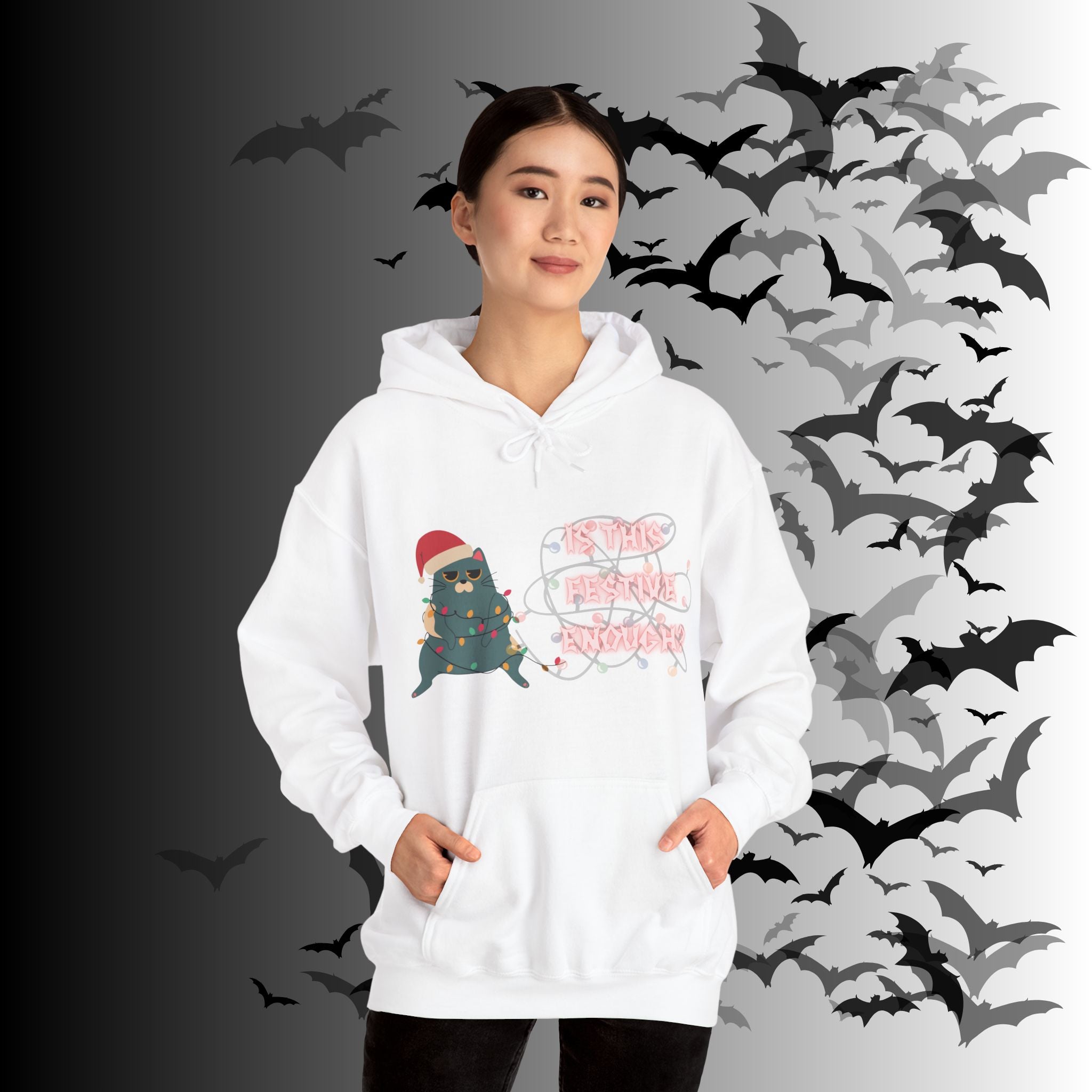Is This Festive Enough Cat Hoodie — Grumpy Christmas Cat Pullover