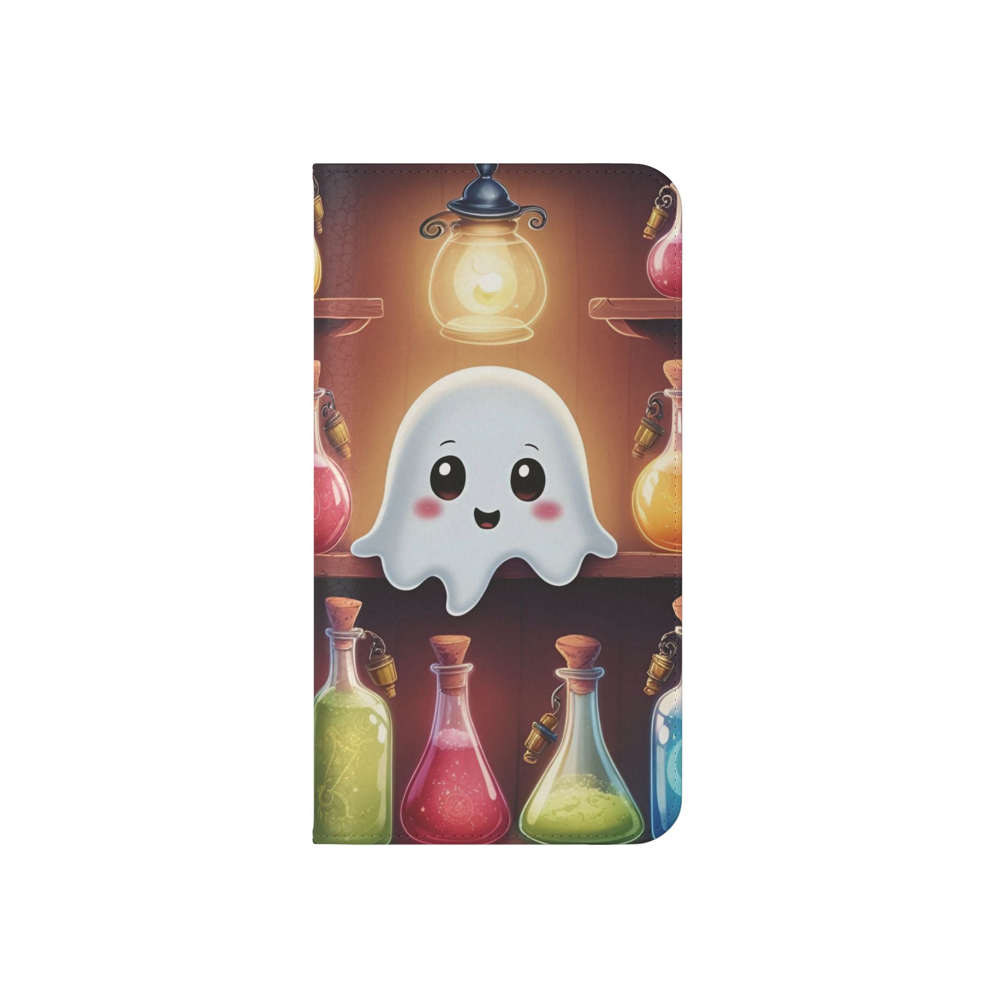 Apothecary Ghost Flip Wallet Case - Spooky Halloween Phone Case - Gothic Ghost Smartphone Case -  Ghost on a Shelf Wallet Case