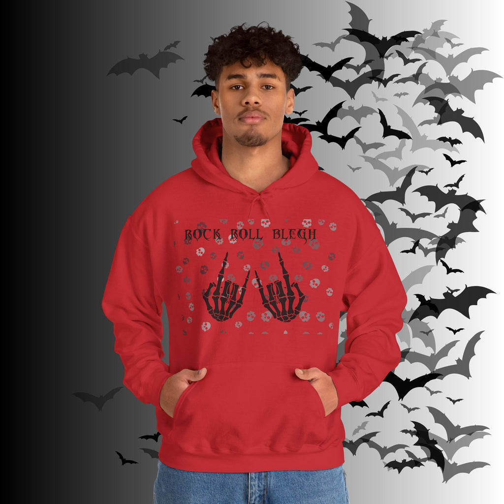 Rock Roll Blegh Hoodie — Skeleton Hands Gothic Music Pullover