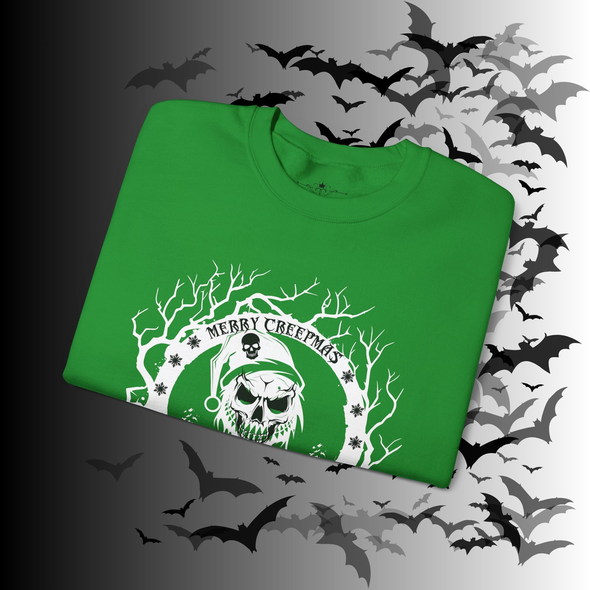 Merry Creepmas Crewneck Sweatshirt — Gothic Christmas Skull Santa