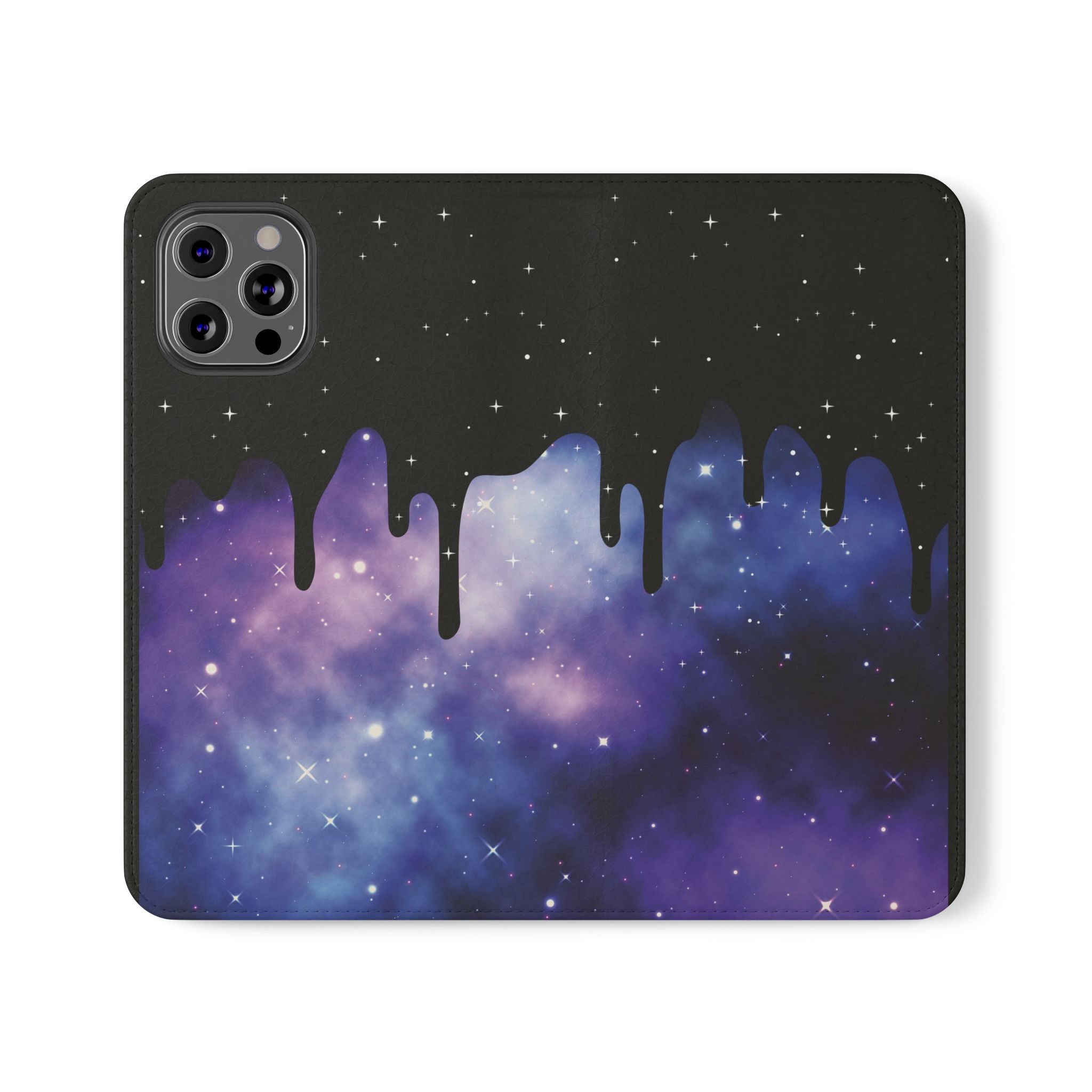 Pastel Goth Drippy Galaxy Flip Wallet Phone Case - Wallet Case for Samsung and iPhone - Gothic Style Wallet Phone Cases