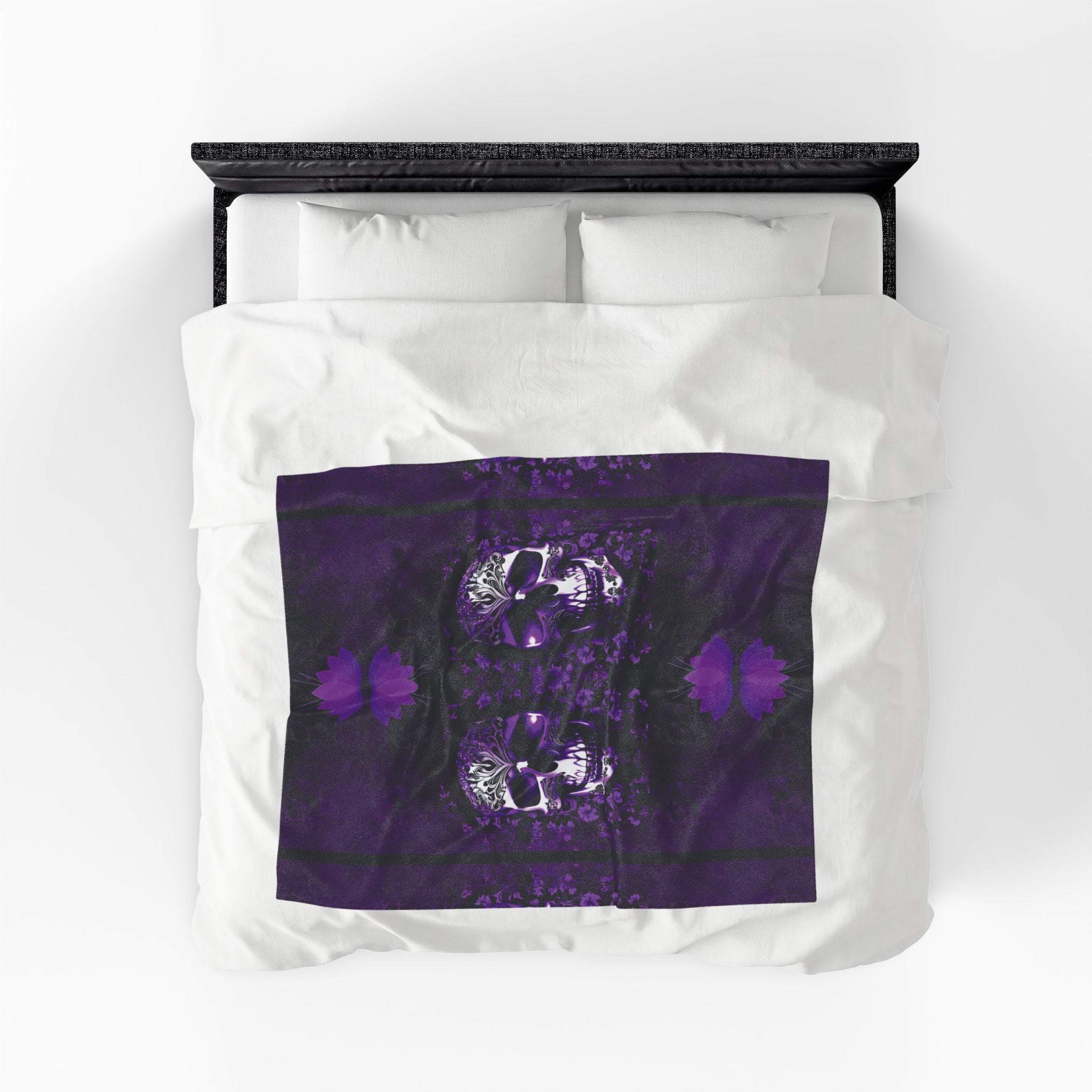 Gothic Purple Skull Throw Blanket — Dark Elegance Home Decor