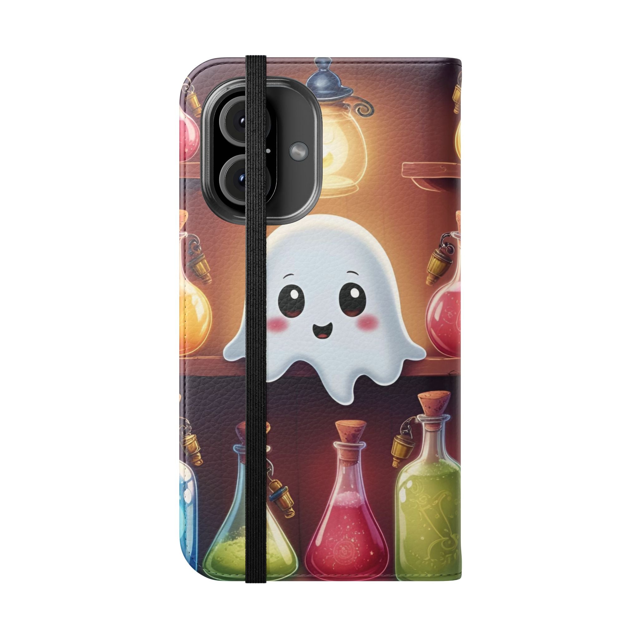 Apothecary Ghost Flip Wallet Case - Spooky Halloween Phone Case - Gothic Ghost Smartphone Case -  Ghost on a Shelf Wallet Case