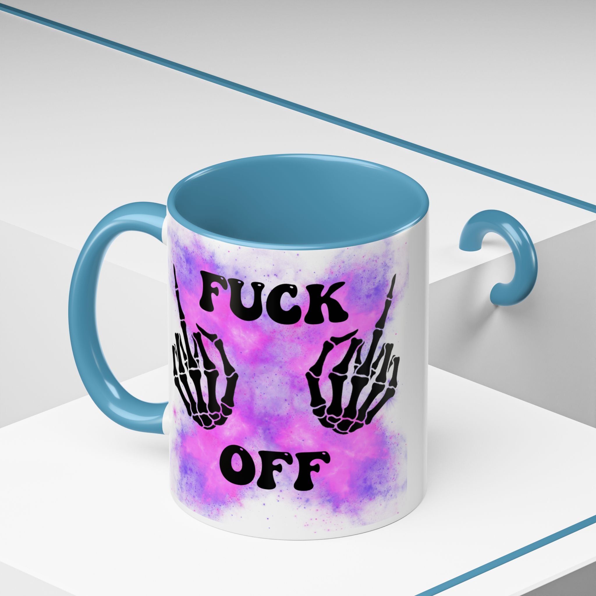 Good Morning Beautiful Fuck Off Skeleton Hands Accent Coffee Mug