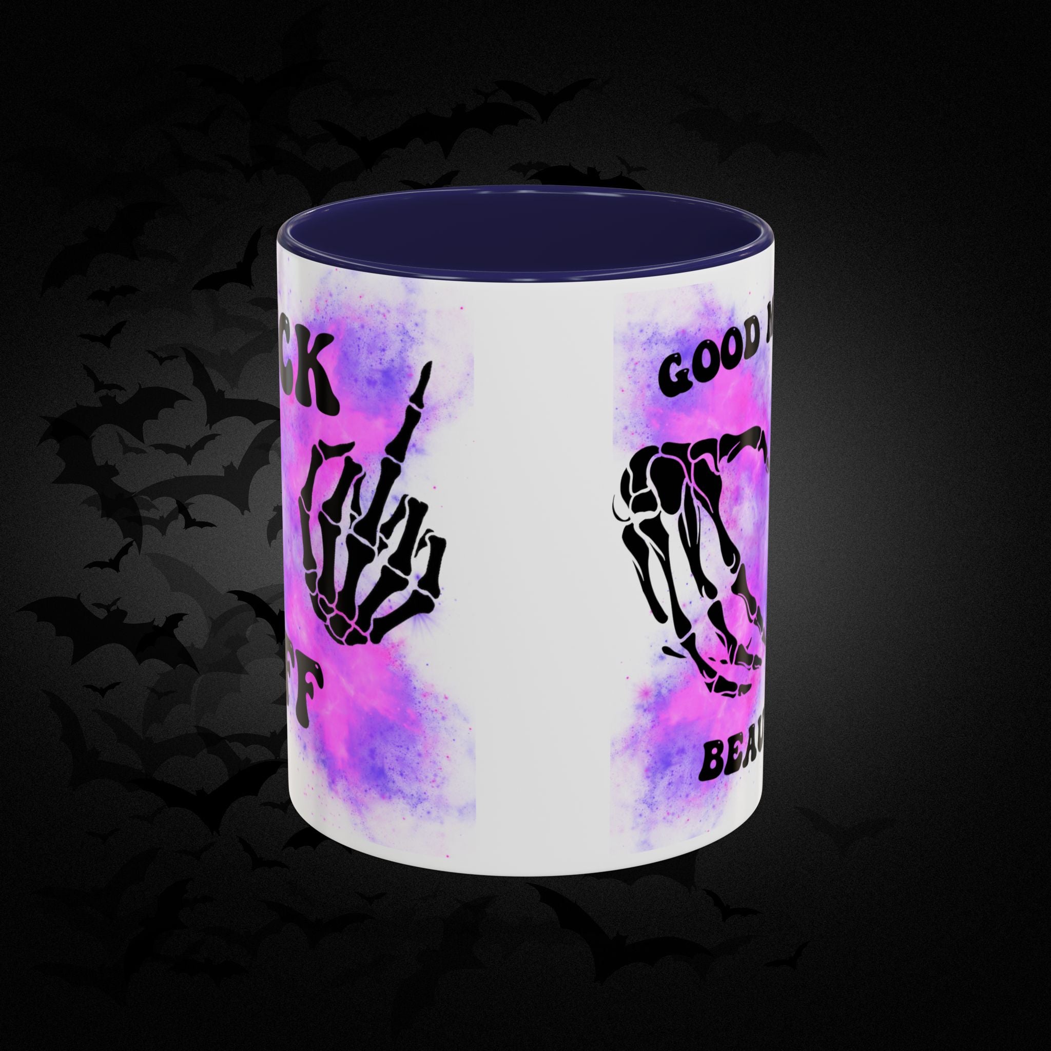 Good Morning Beautiful Fuck Off Skeleton Hands Accent Coffee Mug