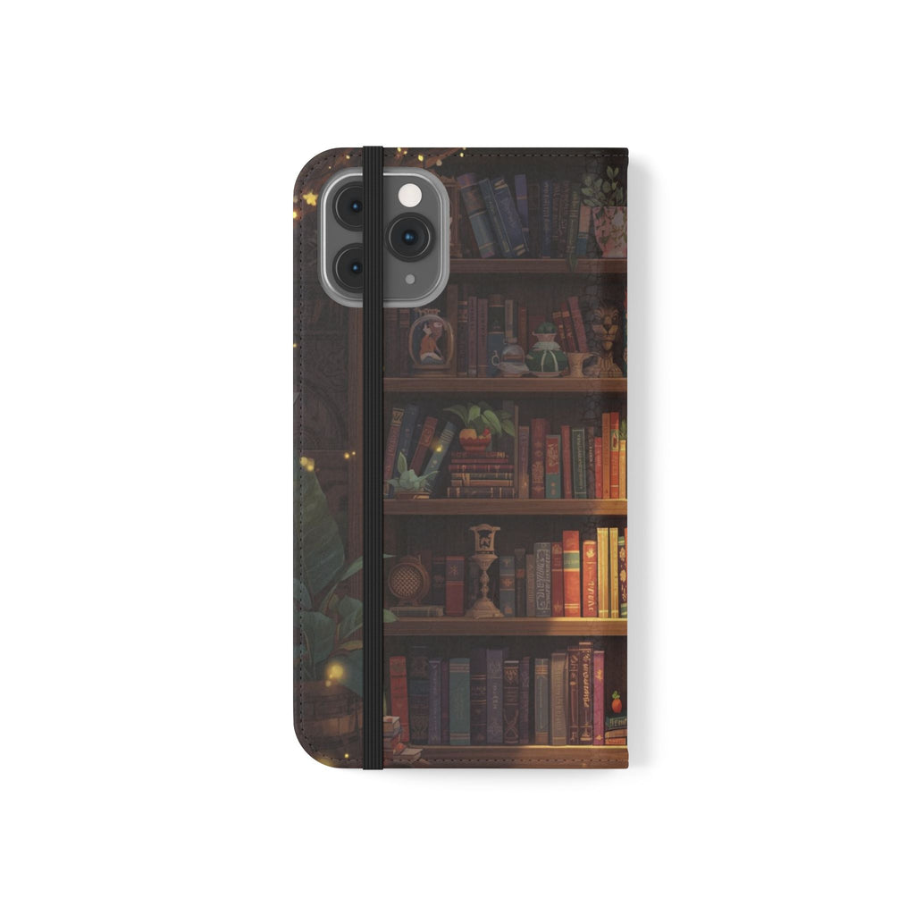 Whimsigoth Bookcase Wallet Flip Case - Romantasy Reader Phone Wallet - Book Pattern Flip Case - Bookish Phone Case