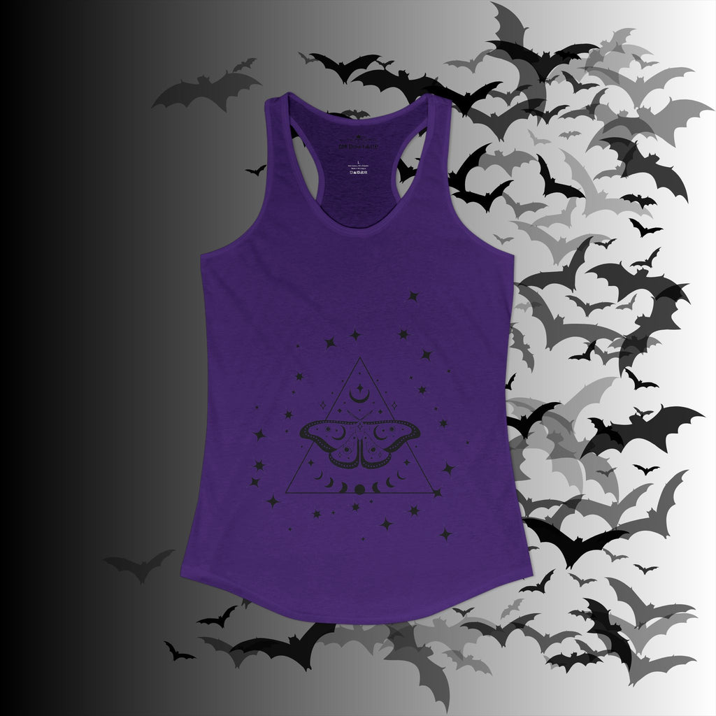 Gothic Luna Moth Celestial Pyramid Tank Top — Witchy Racerback Shirt
